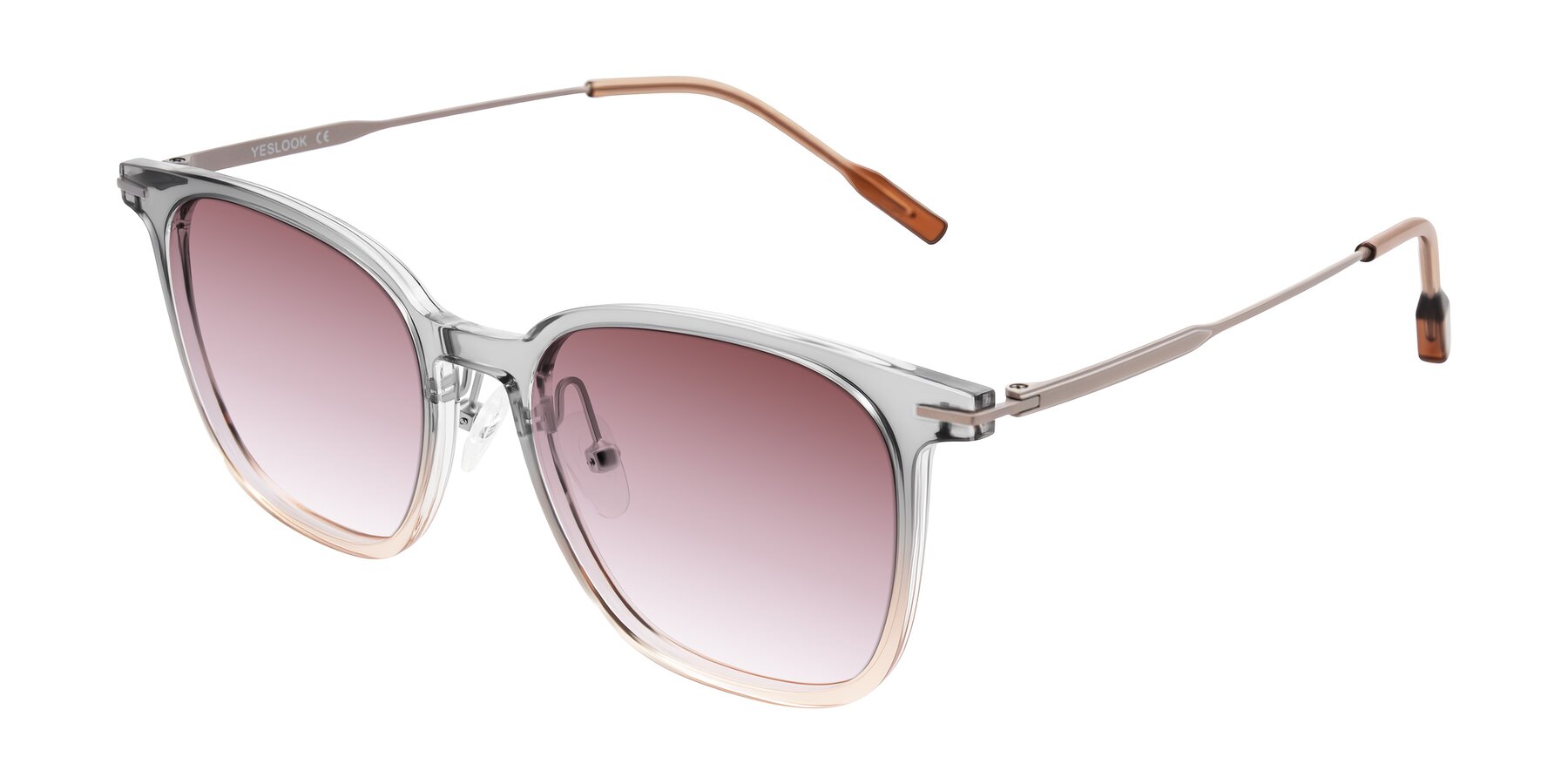 Angle of Oonk in Gradient Light Gray/Brown with Garnet Gradient Lenses