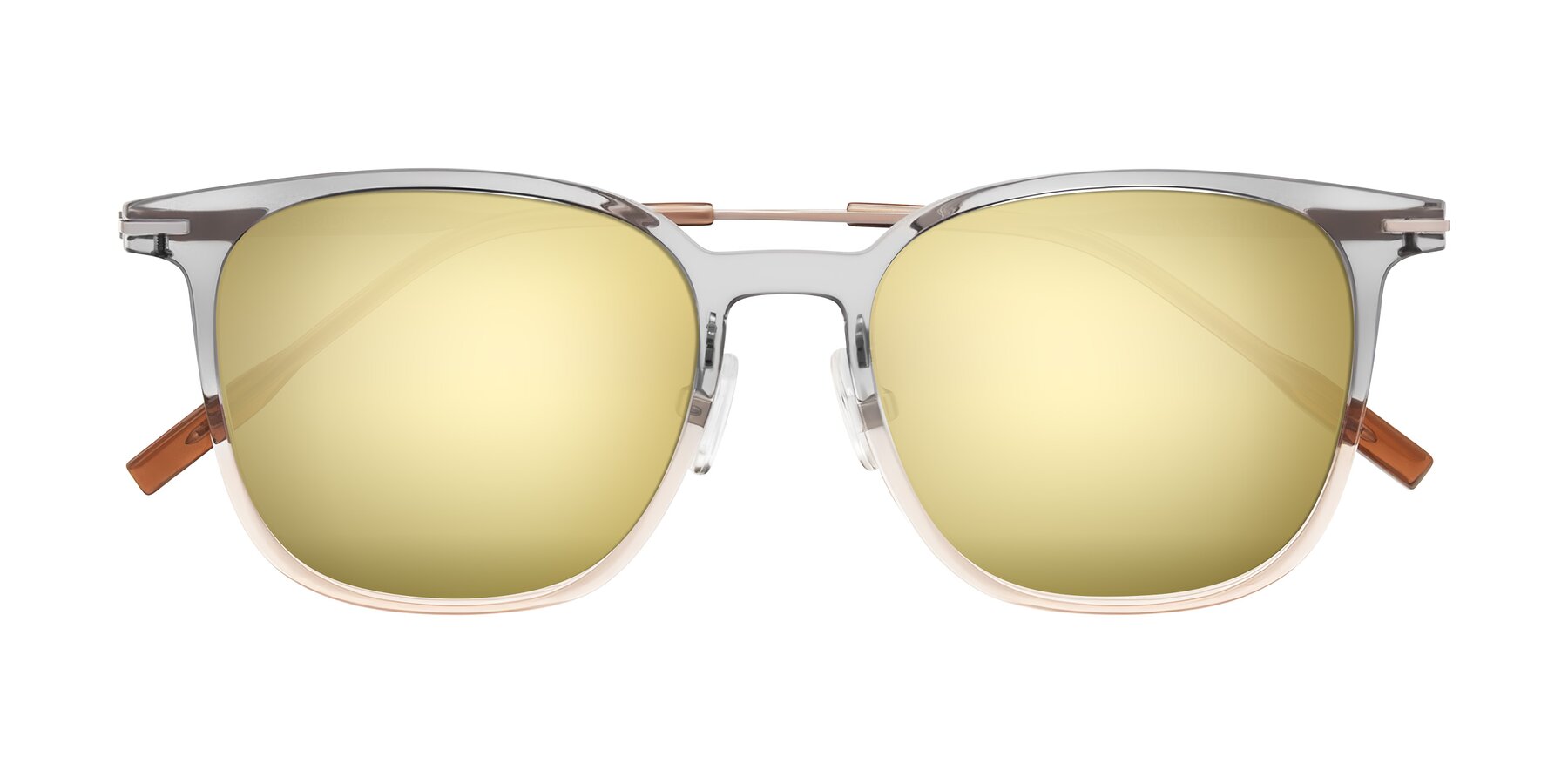 Folded Front of Oonk in Gradient Light Gray/Brown with Gold Mirrored Lenses