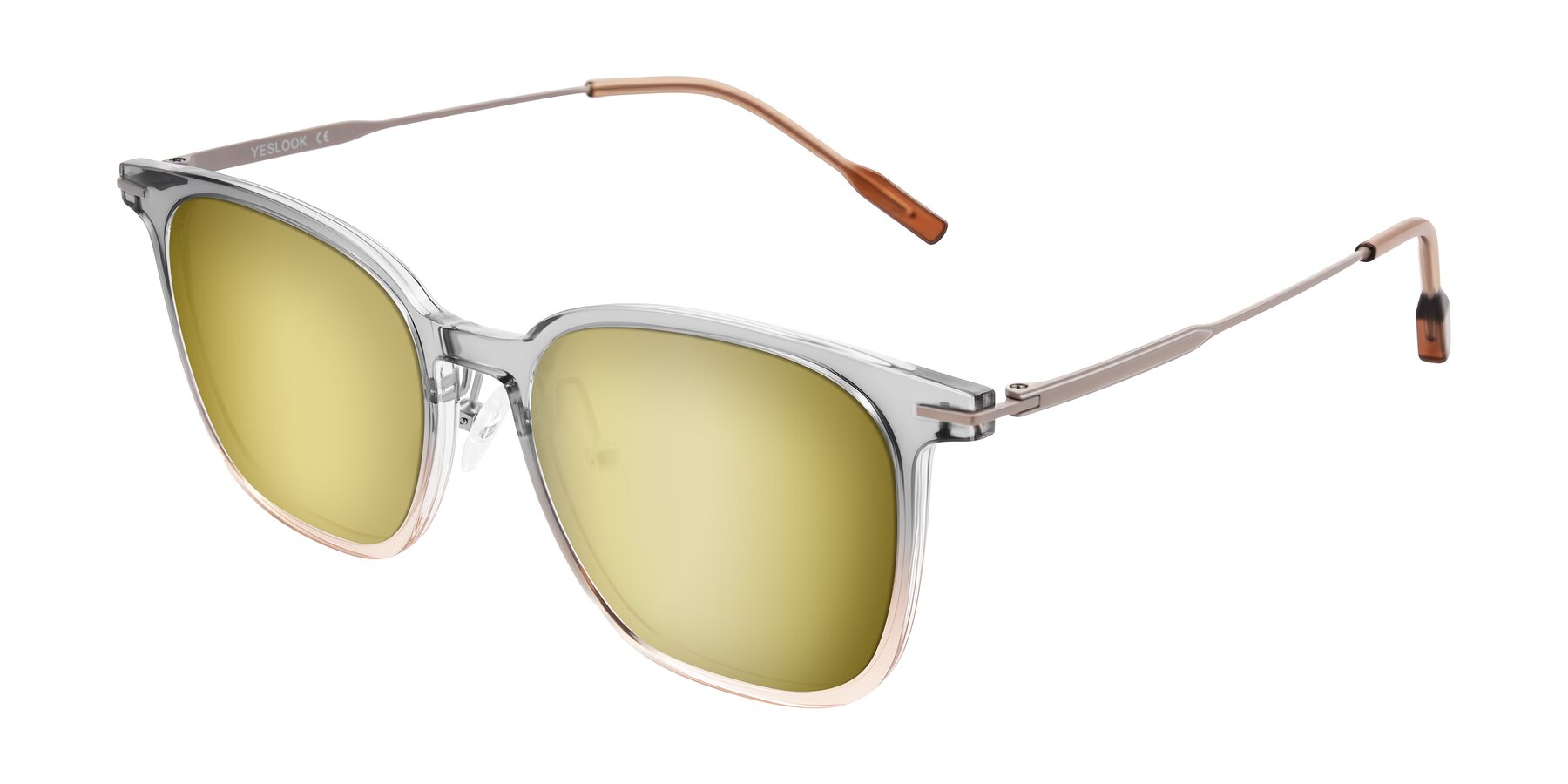 Angle of Oonk in Gradient Light Gray/Brown with Gold Mirrored Lenses