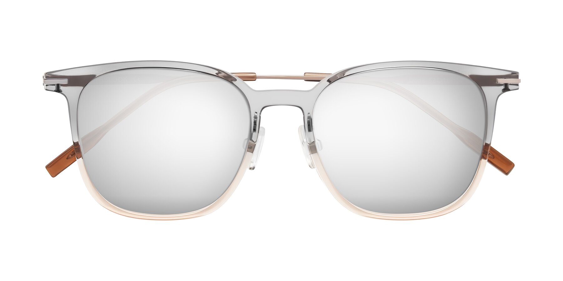Folded Front of Oonk in Gradient Light Gray/Brown with Silver Mirrored Lenses