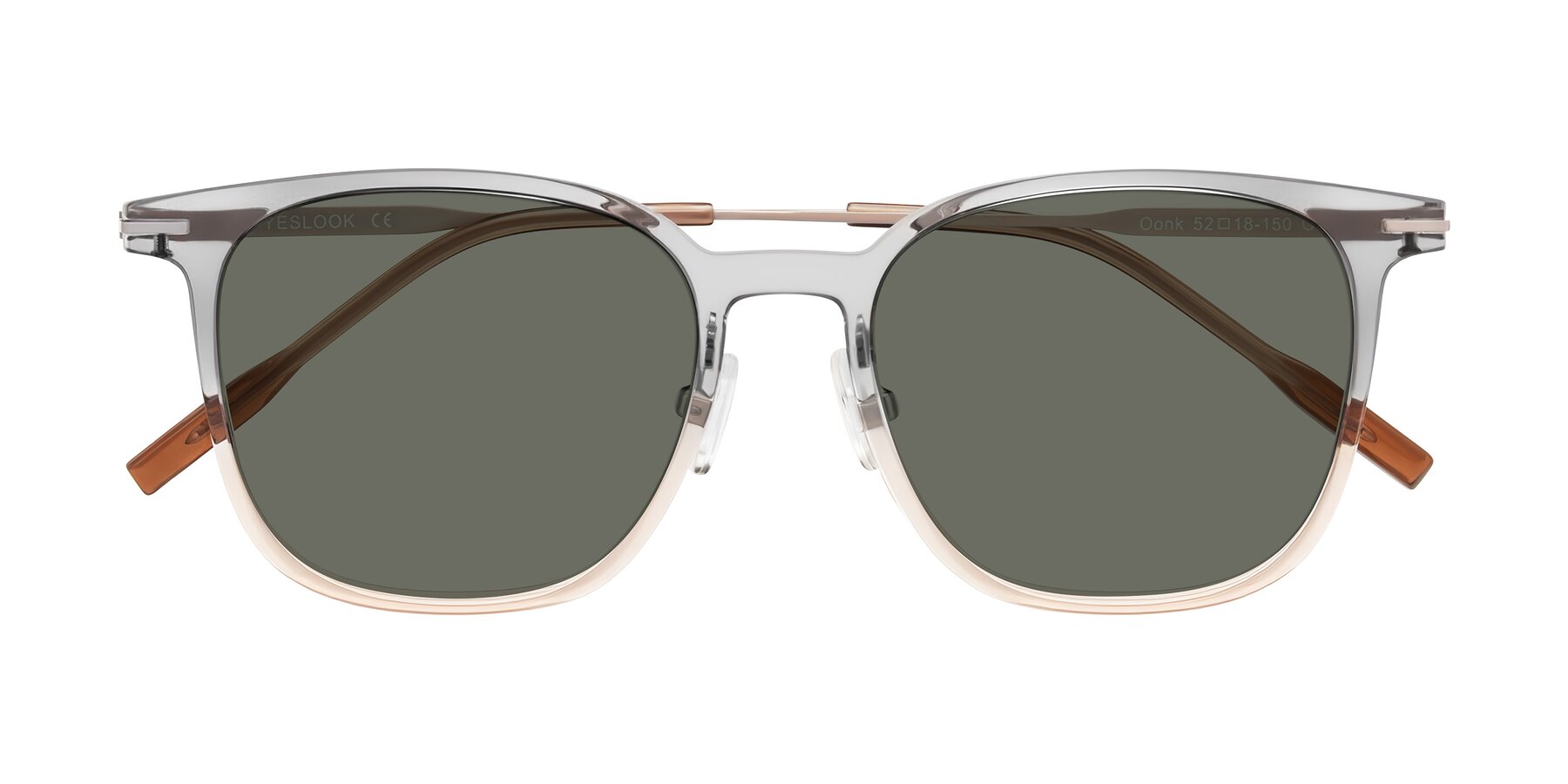 Folded Front of Oonk in Gradient Light Gray/Brown with Gray Polarized Lenses