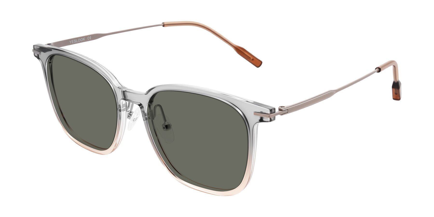 Angle of Oonk in Gradient Light Gray/Brown with Gray Polarized Lenses