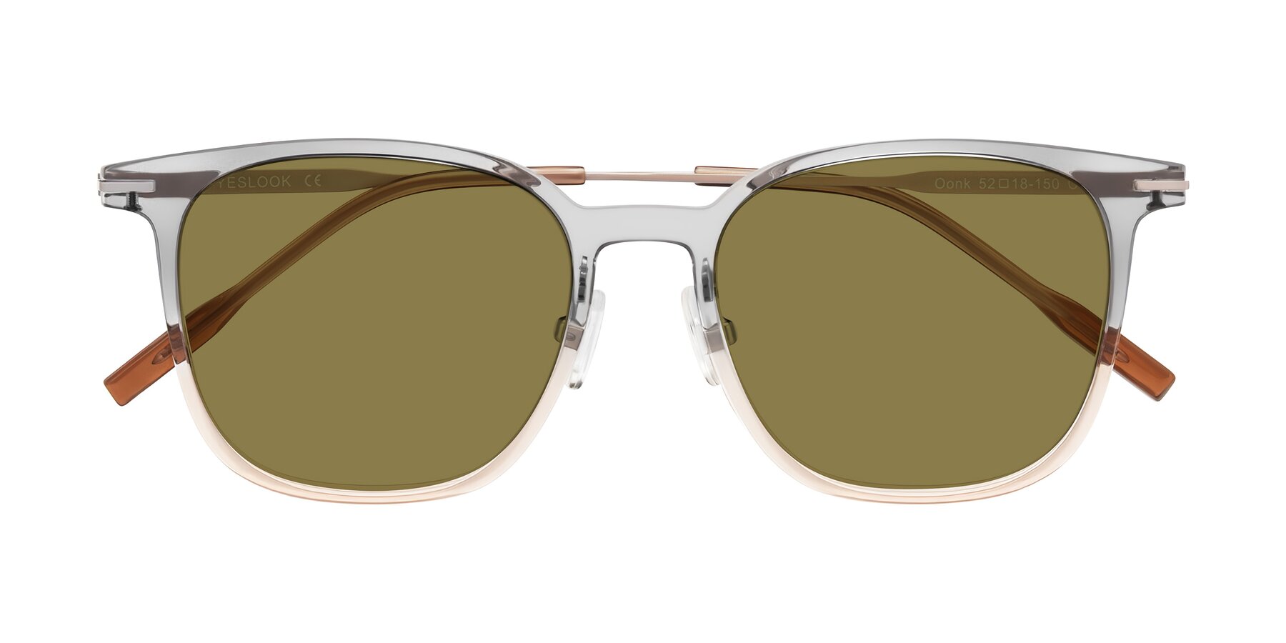 Folded Front of Oonk in Gradient Light Gray/Brown with Brown Polarized Lenses