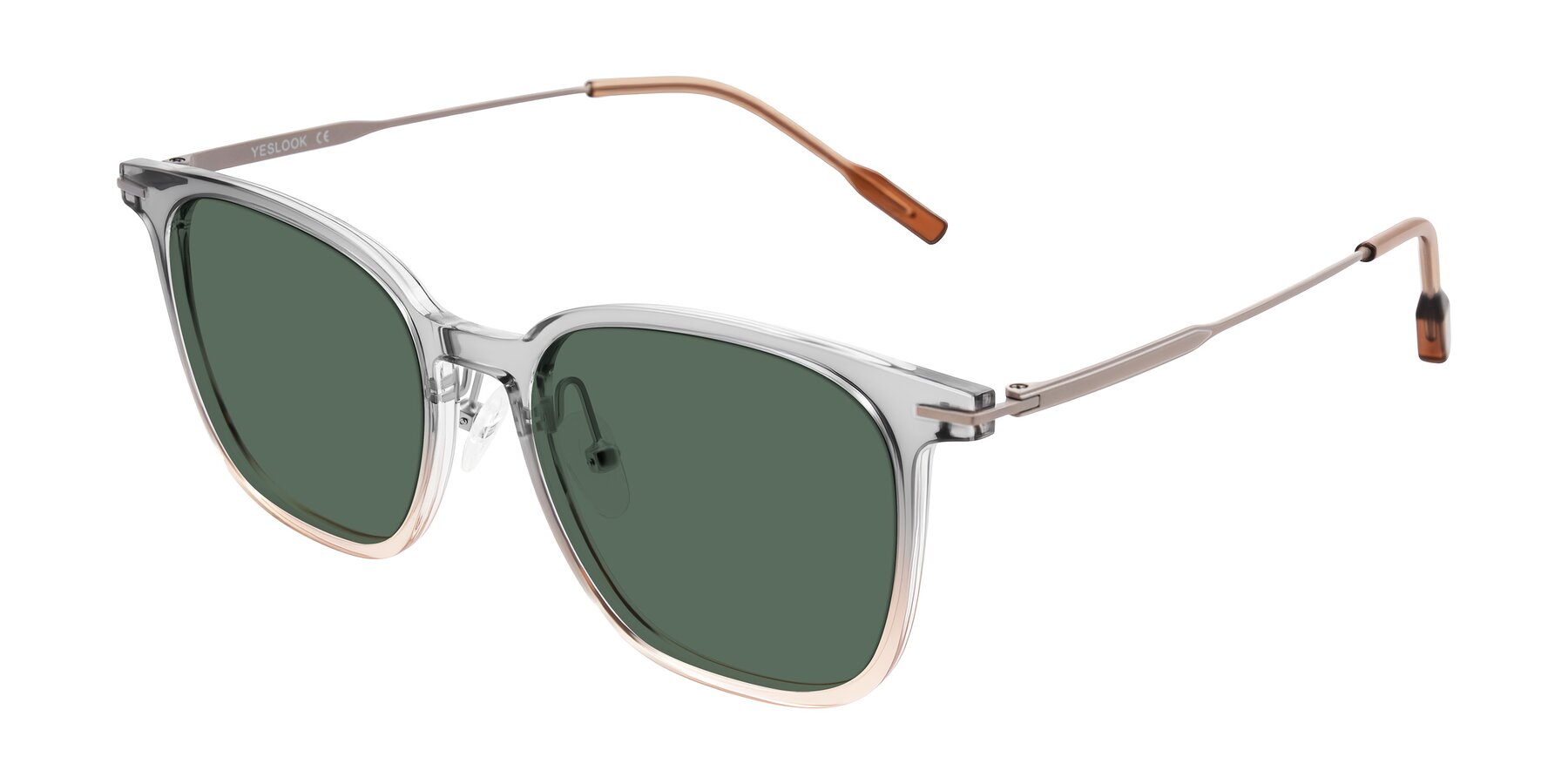 Angle of Oonk in Gradient Light Gray/Brown with Green Polarized Lenses