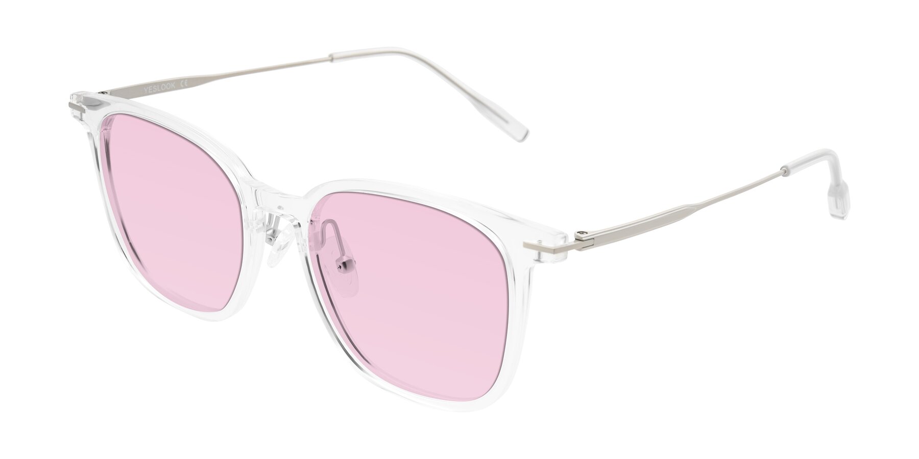 Angle of Oonk in Clear with Light Pink Tinted Lenses