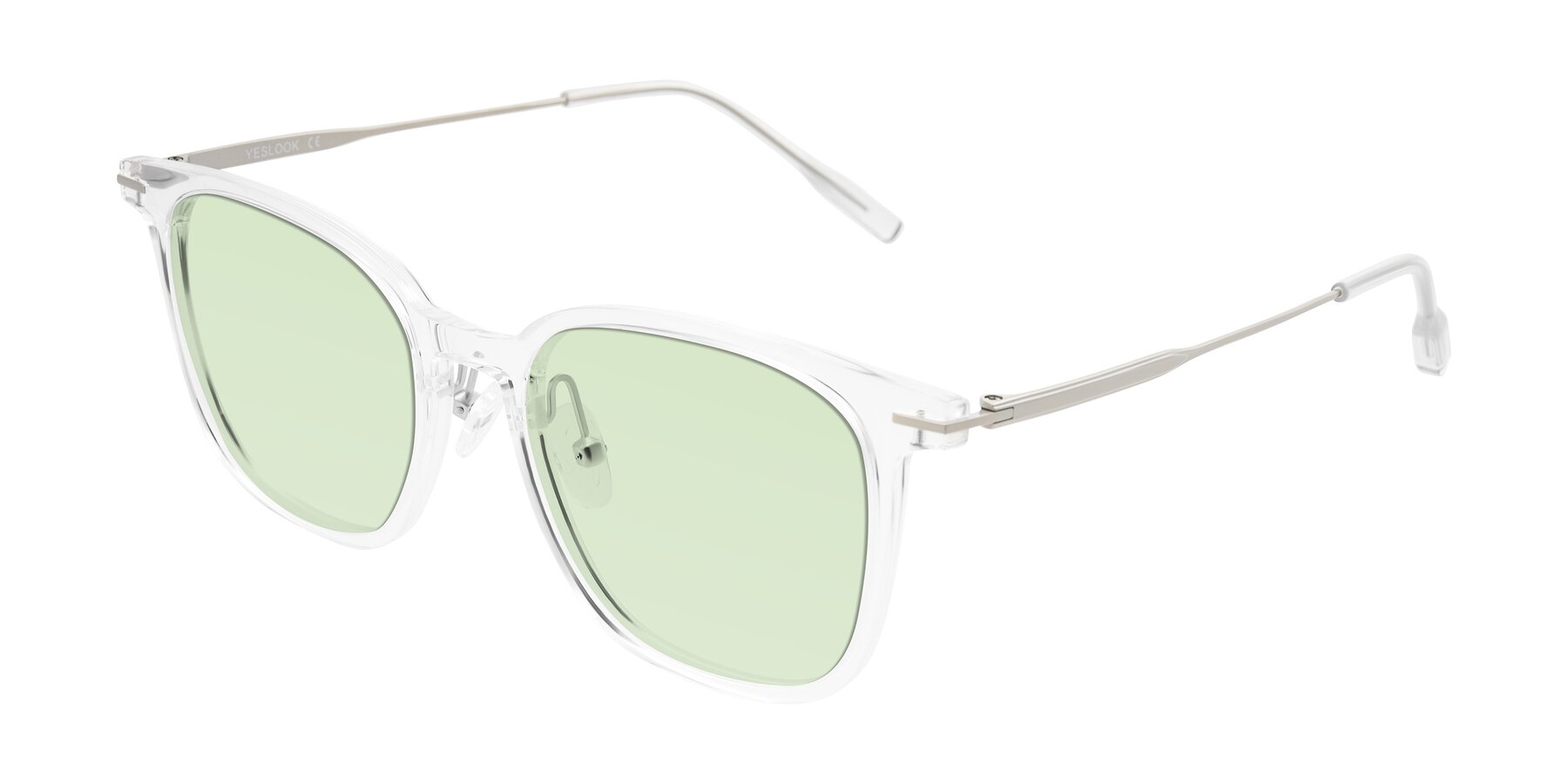 Angle of Oonk in Clear with Light Green Tinted Lenses