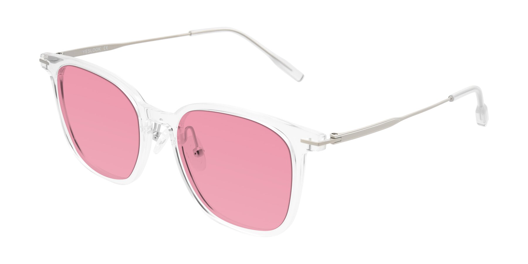Angle of Oonk in Clear with Pink Tinted Lenses