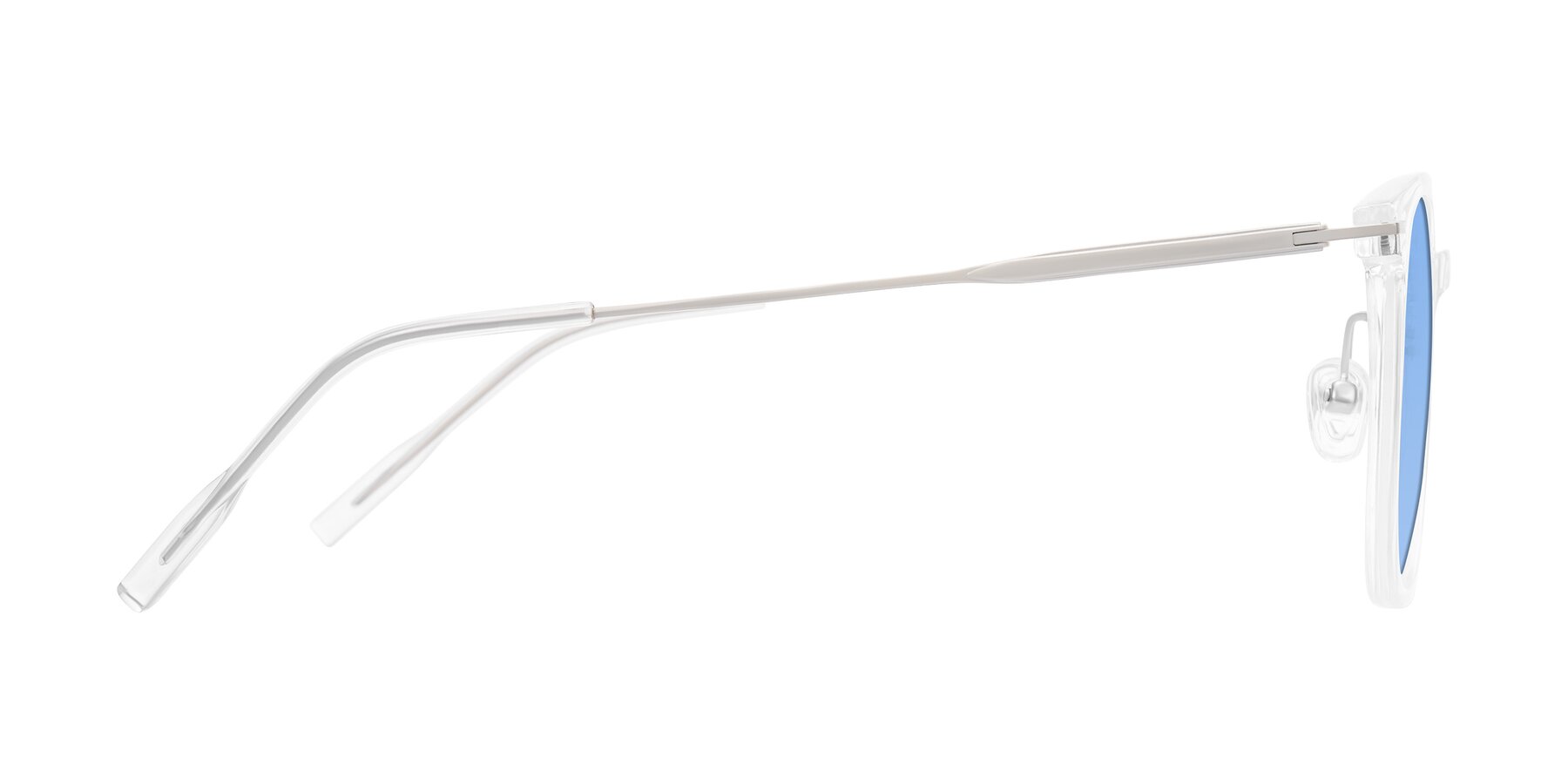 Side of Oonk in Clear with Medium Blue Tinted Lenses