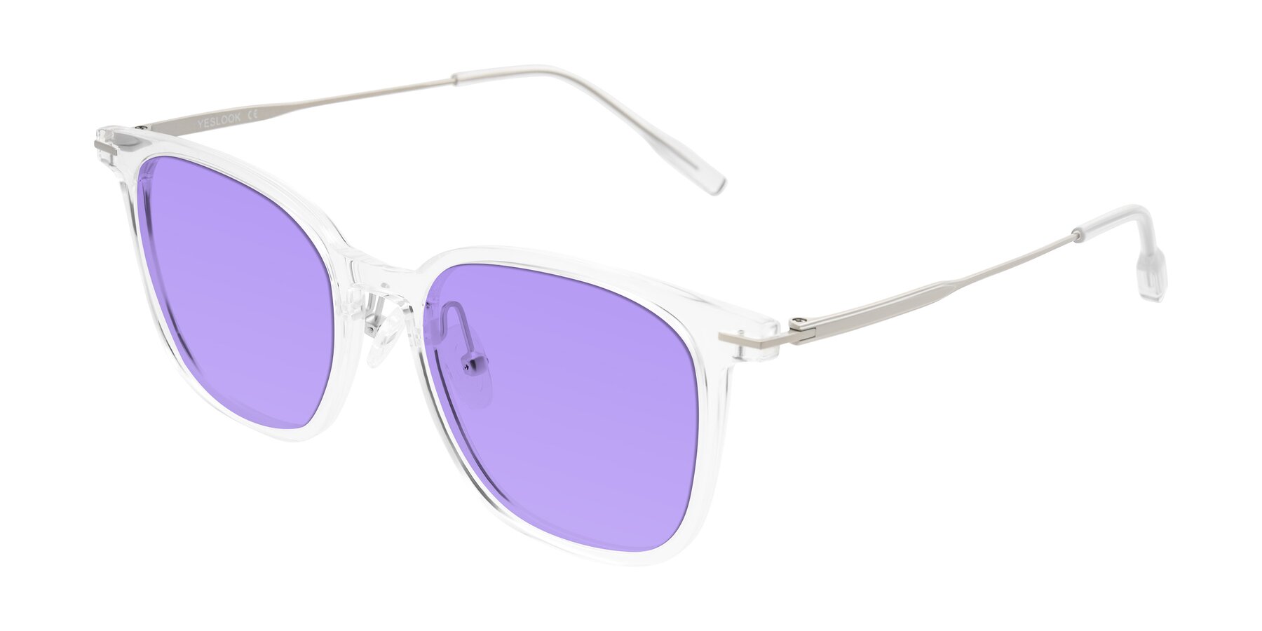 Angle of Oonk in Clear with Medium Purple Tinted Lenses