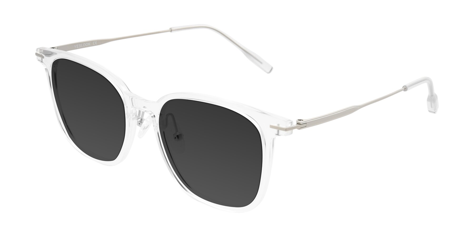 Angle of Oonk in Clear with Gray Tinted Lenses