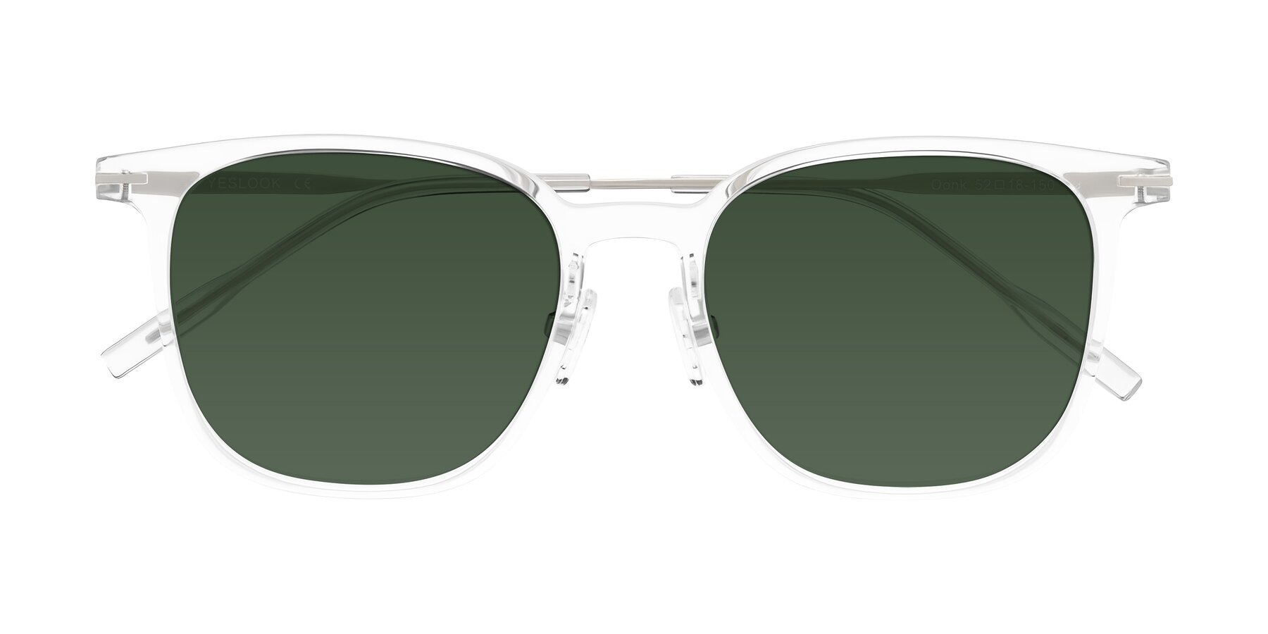 Folded Front of Oonk in Clear with Green Tinted Lenses