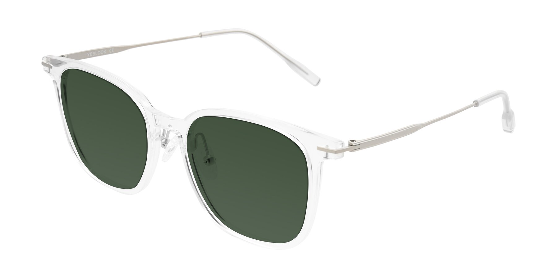 Angle of Oonk in Clear with Green Tinted Lenses