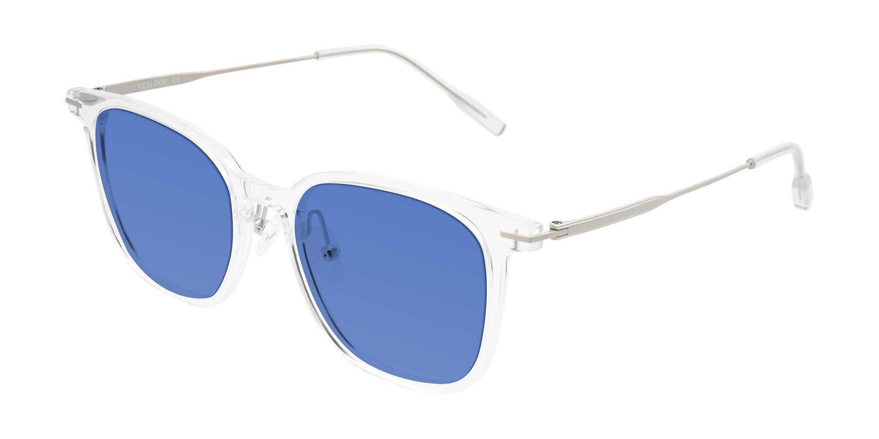 Angle of Oonk in Clear with Blue Tinted Lenses