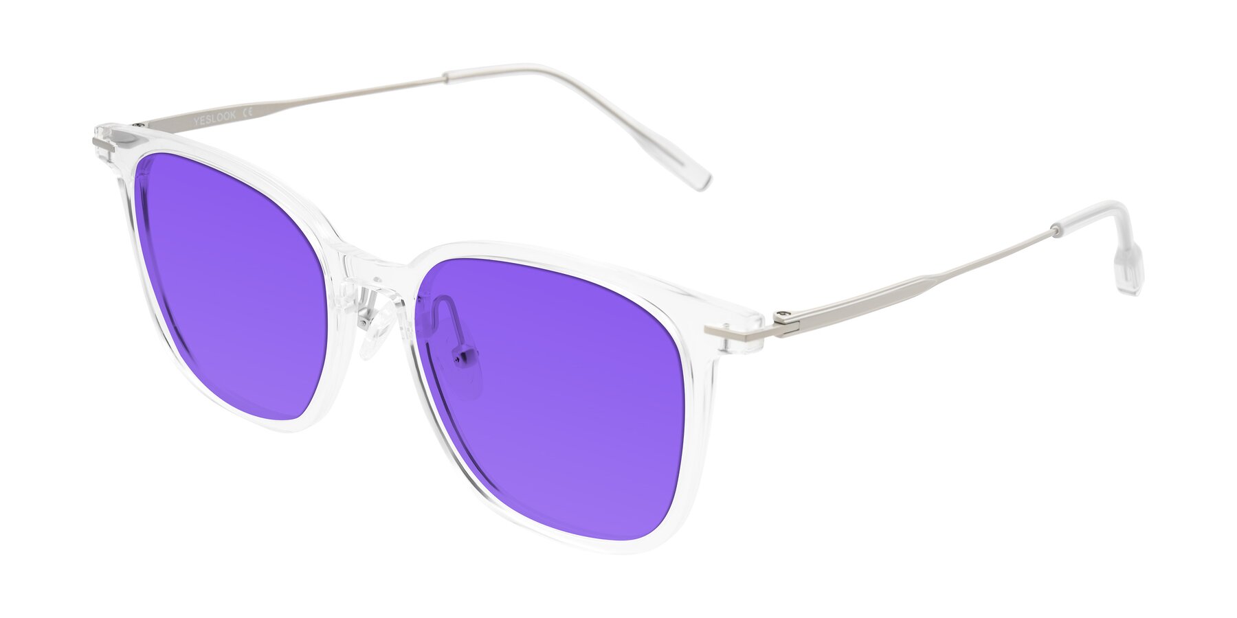Angle of Oonk in Clear with Purple Tinted Lenses