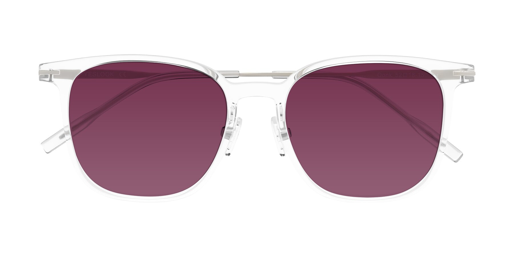 Folded Front of Oonk in Clear with Wine Tinted Lenses