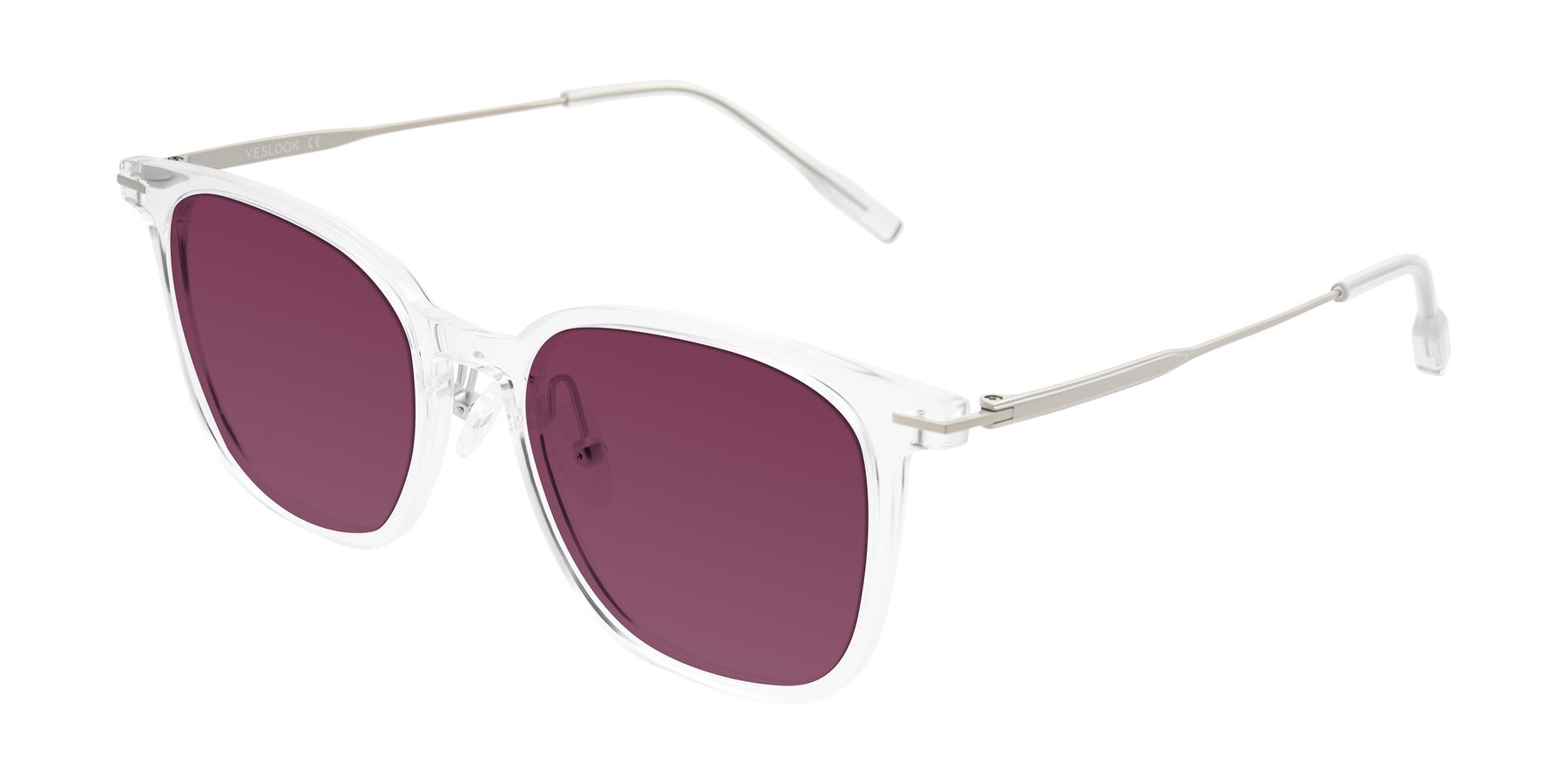 Angle of Oonk in Clear with Wine Tinted Lenses