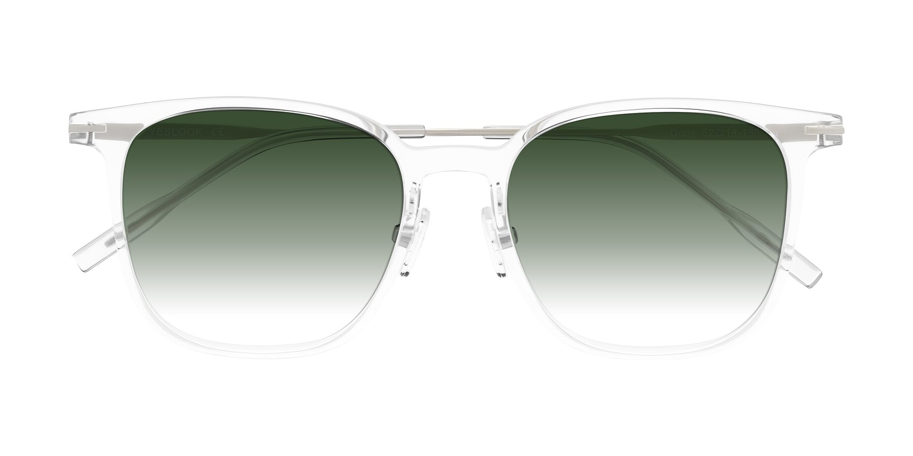 Folded Front of Oonk in Clear with Green Gradient Lenses