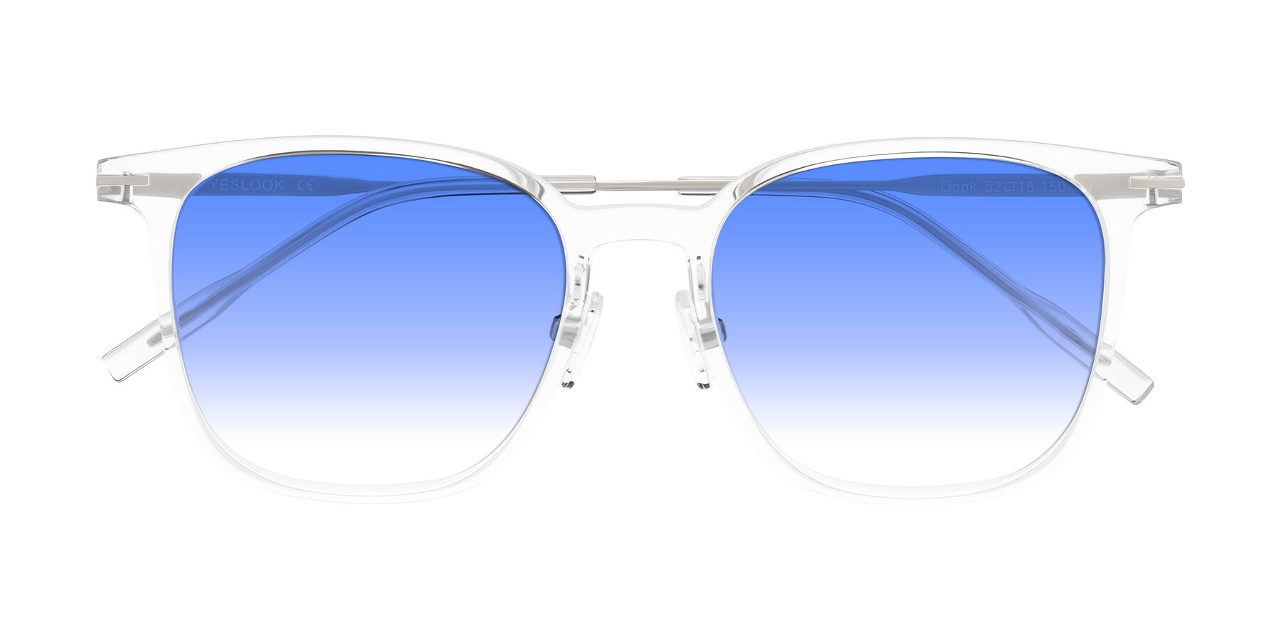 Folded Front of Oonk in Clear with Blue Gradient Lenses