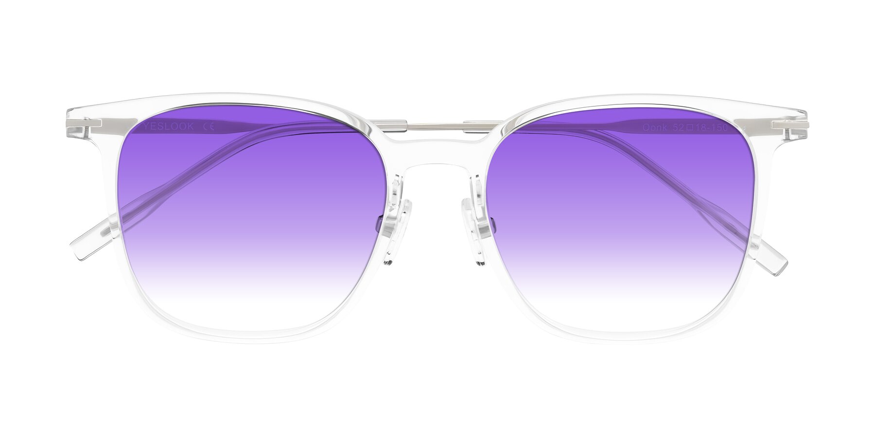 Folded Front of Oonk in Clear with Purple Gradient Lenses