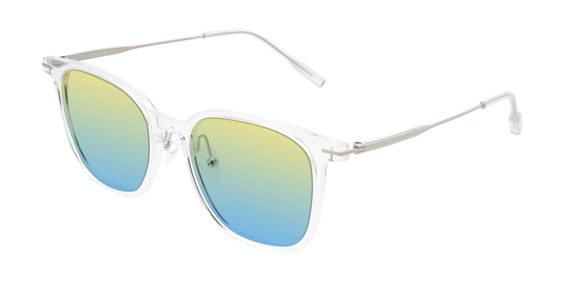 Angle of Oonk in Clear with Yellow / Blue Gradient Lenses