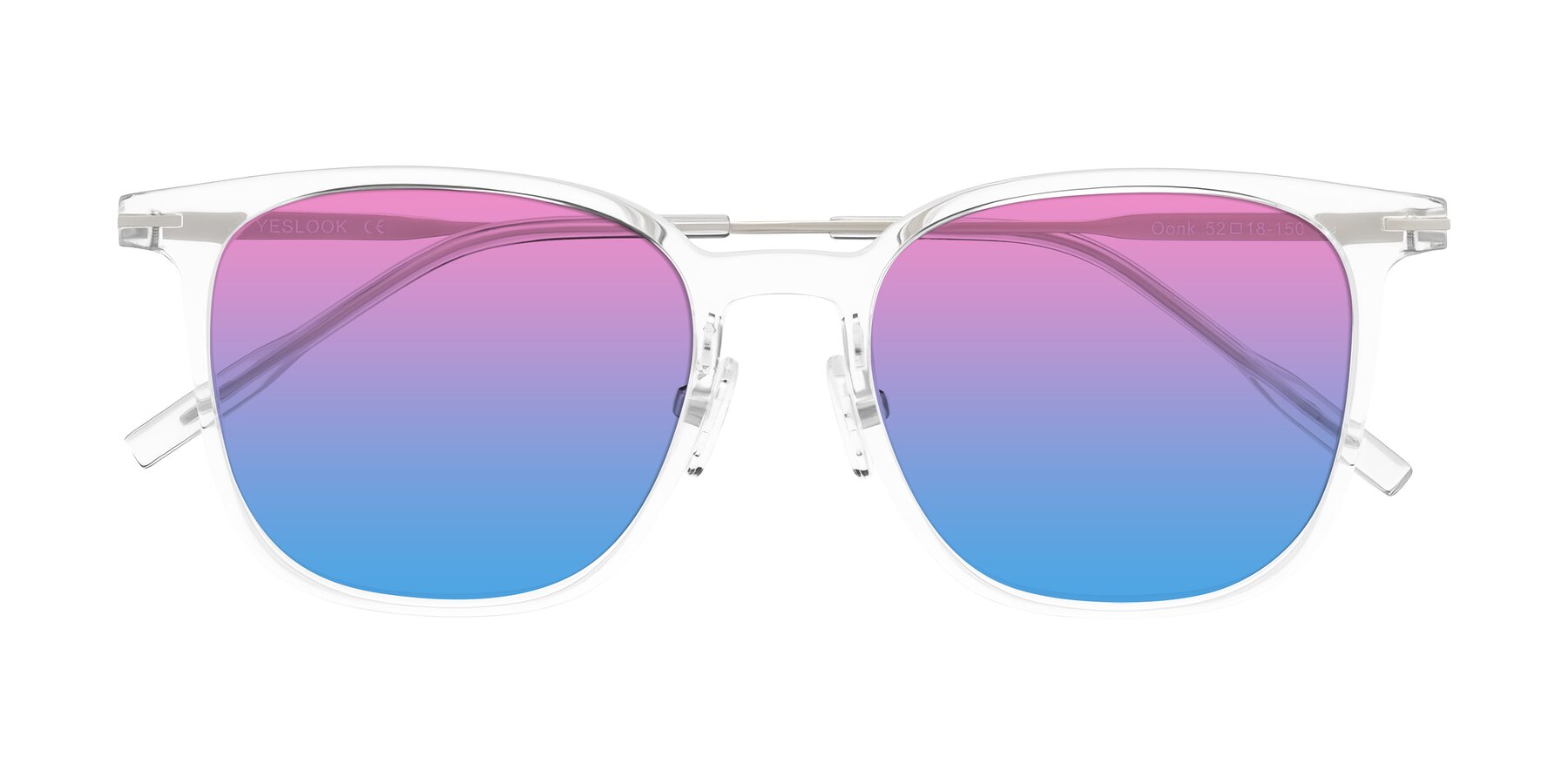Folded Front of Oonk in Clear with Pink / Blue Gradient Lenses