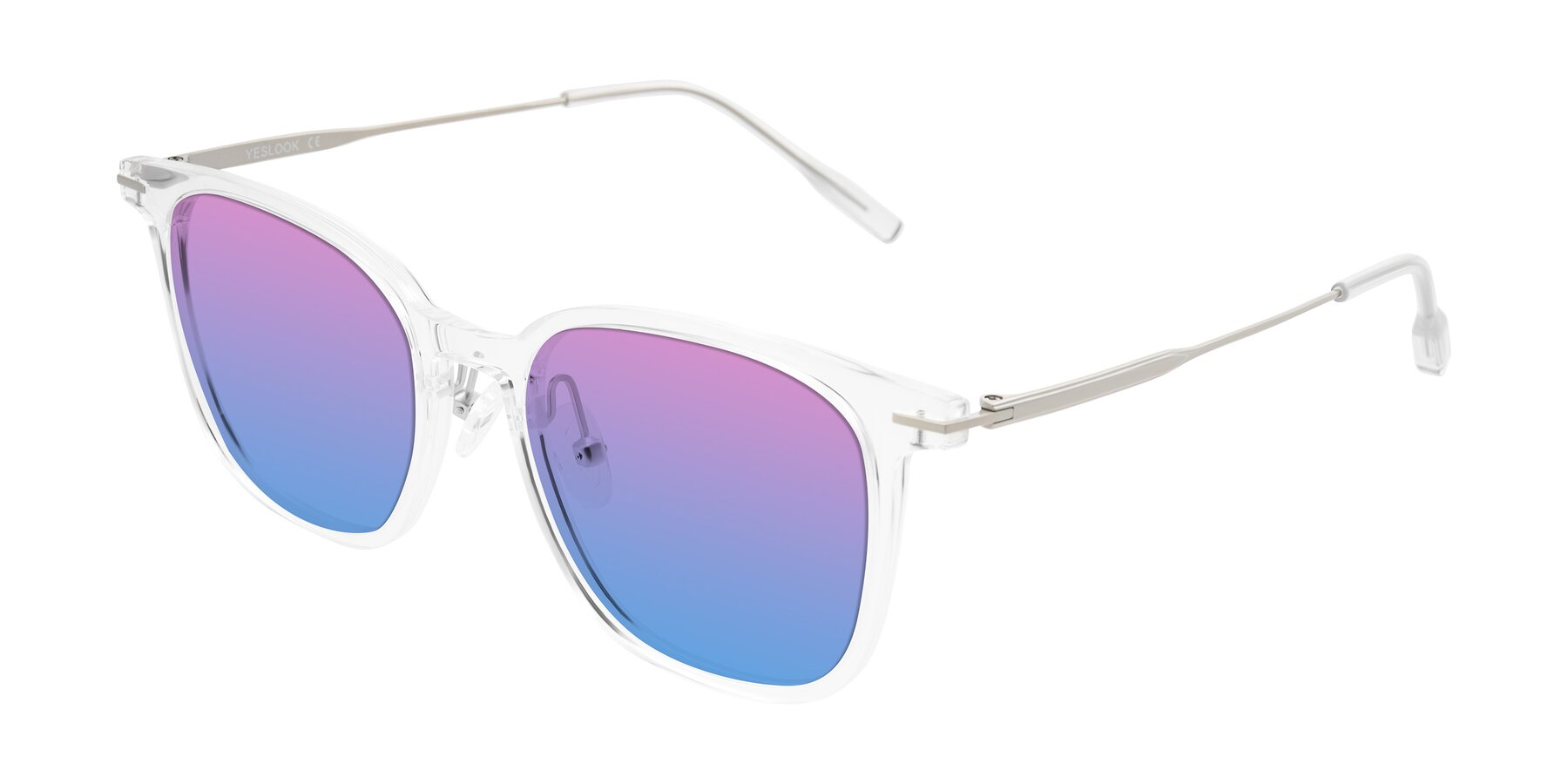 Angle of Oonk in Clear with Pink / Blue Gradient Lenses