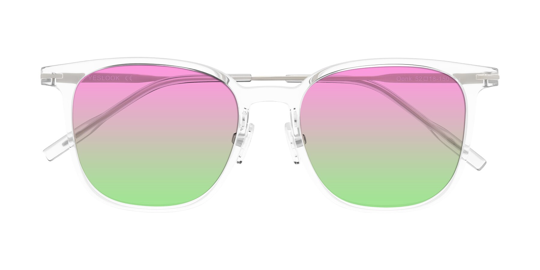 Folded Front of Oonk in Clear with Pink / Green Gradient Lenses