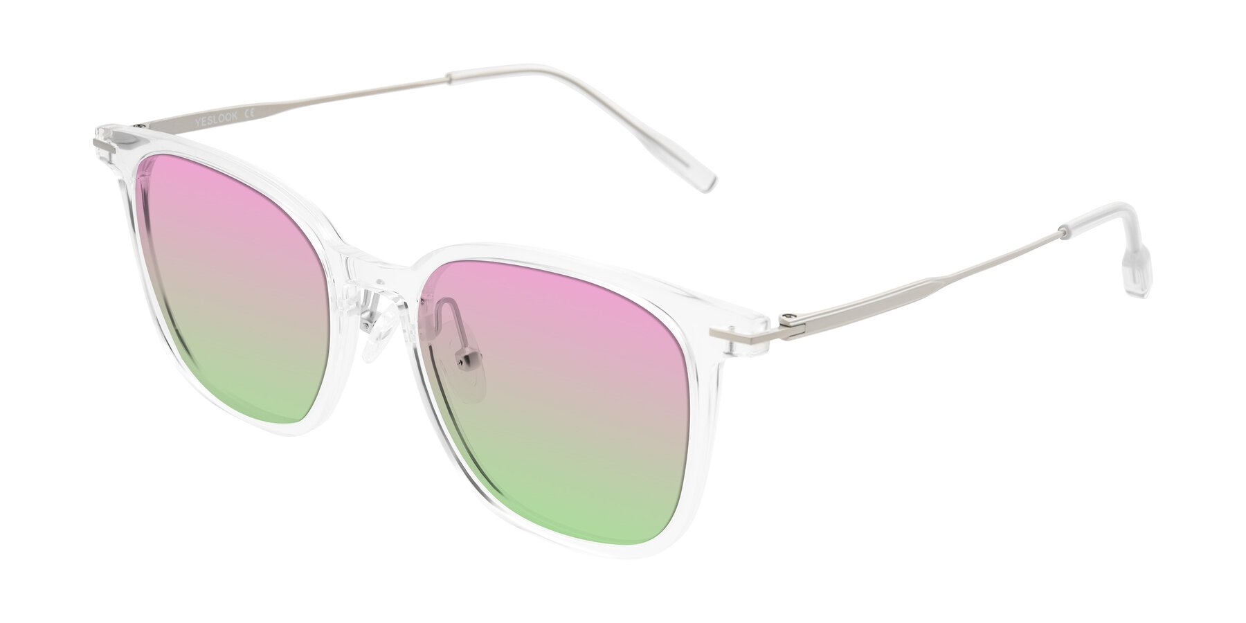 Angle of Oonk in Clear with Pink / Green Gradient Lenses
