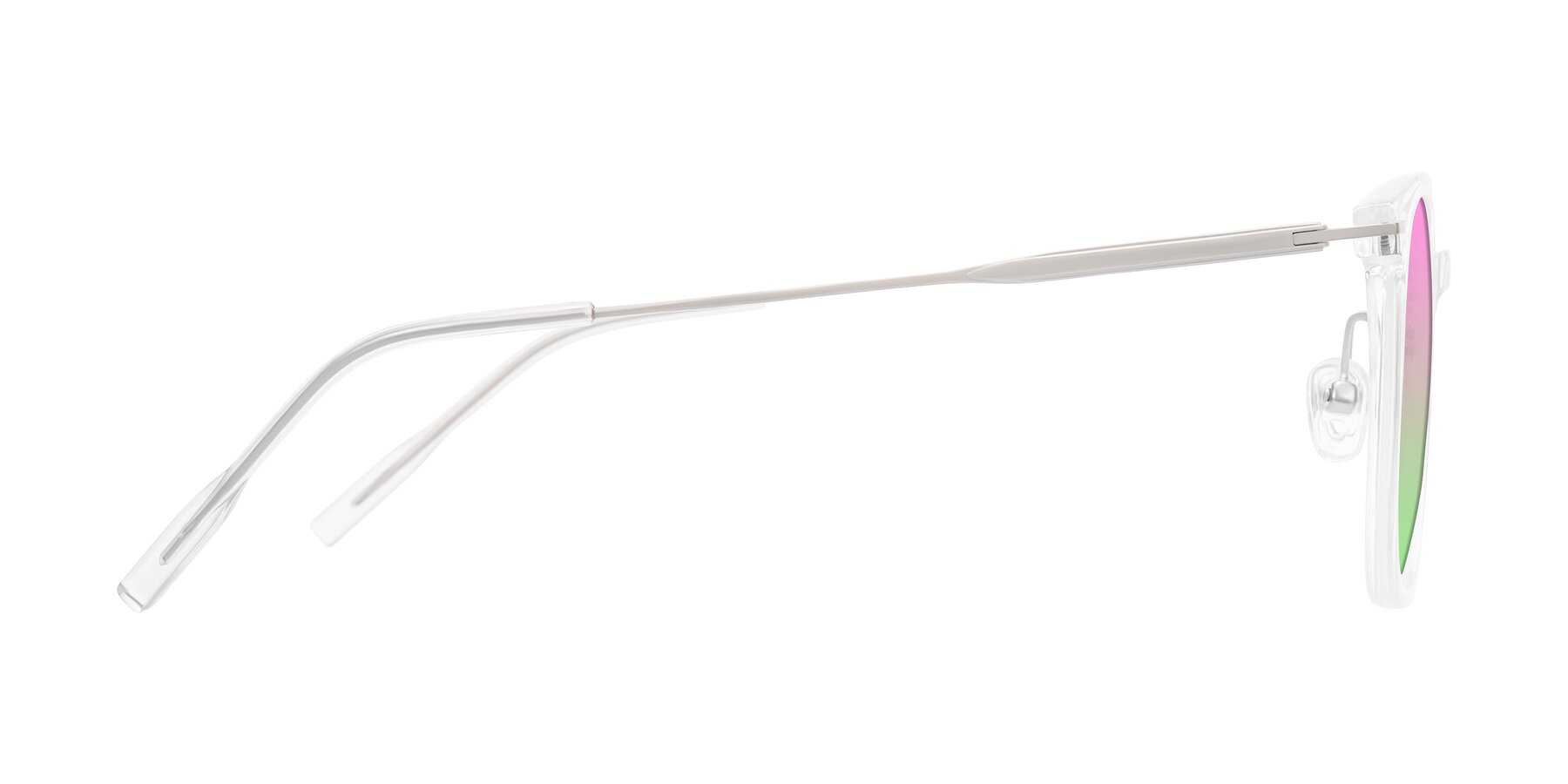 Side of Oonk in Clear with Pink / Green Gradient Lenses