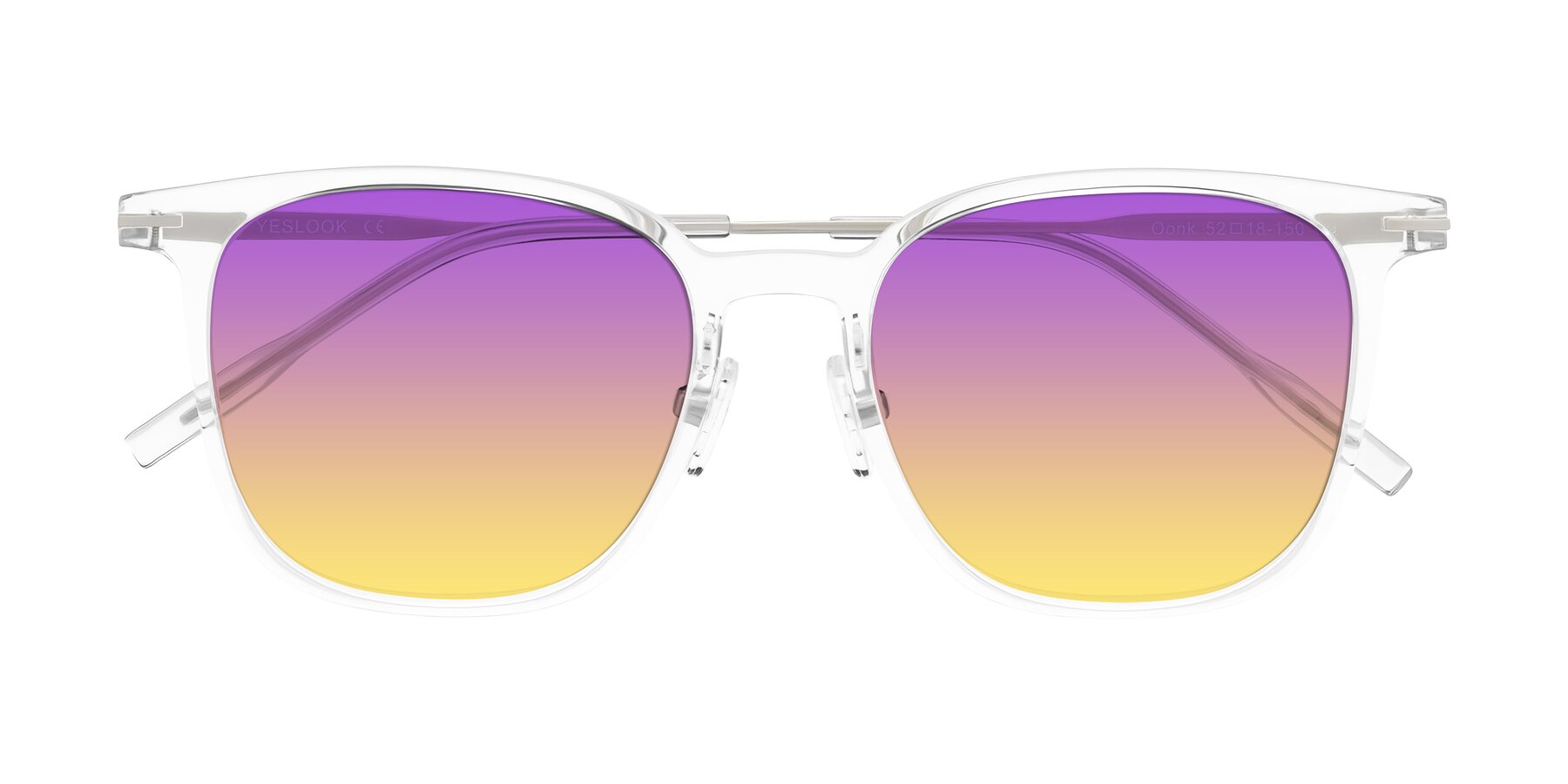 Folded Front of Oonk in Clear with Purple / Yellow Gradient Lenses