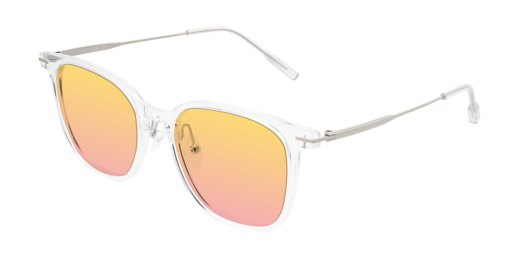 Angle of Oonk in Clear with Yellow / Pink Gradient Lenses