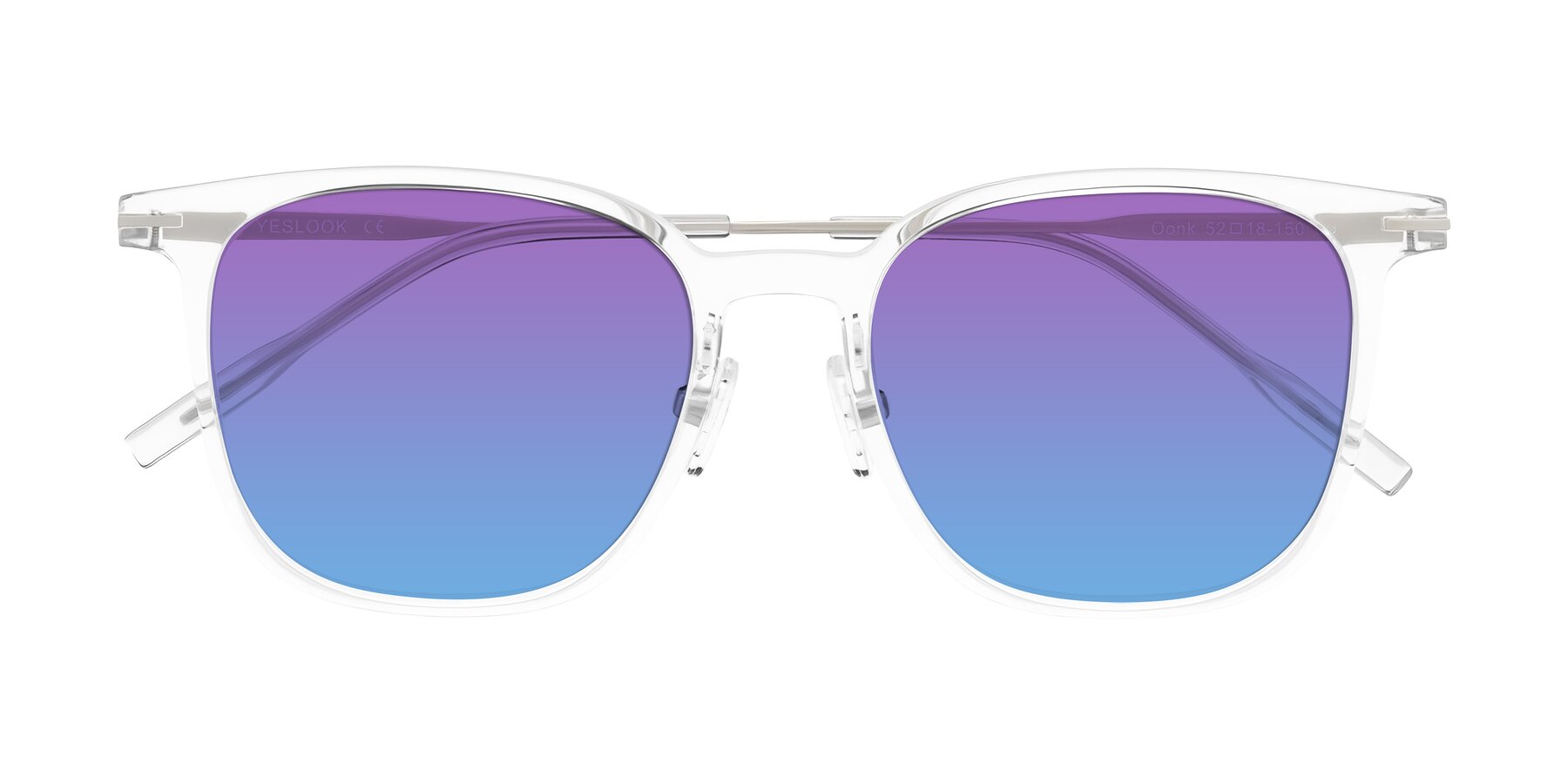 Folded Front of Oonk in Clear with Purple / Blue Gradient Lenses
