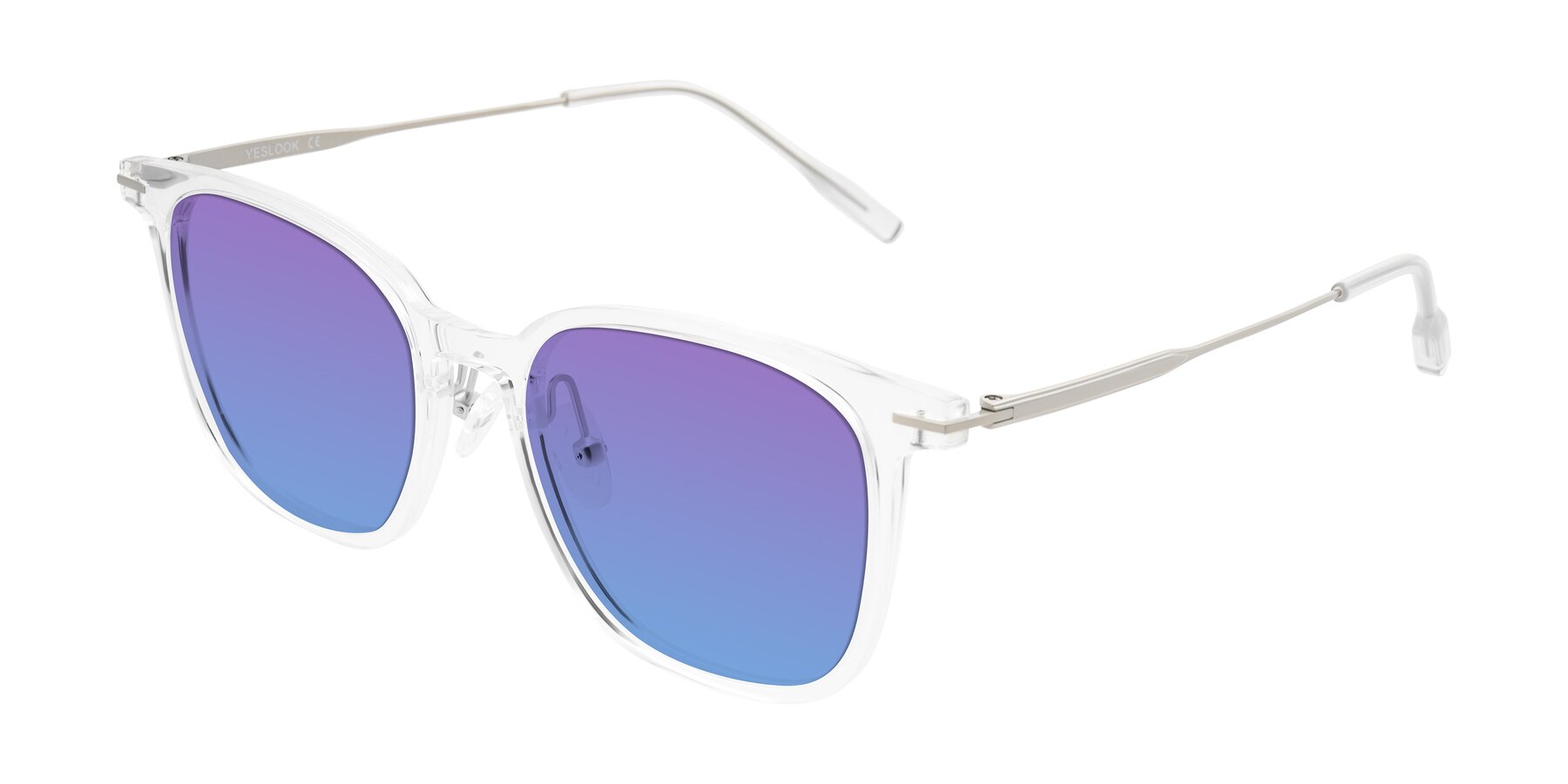 Angle of Oonk in Clear with Purple / Blue Gradient Lenses