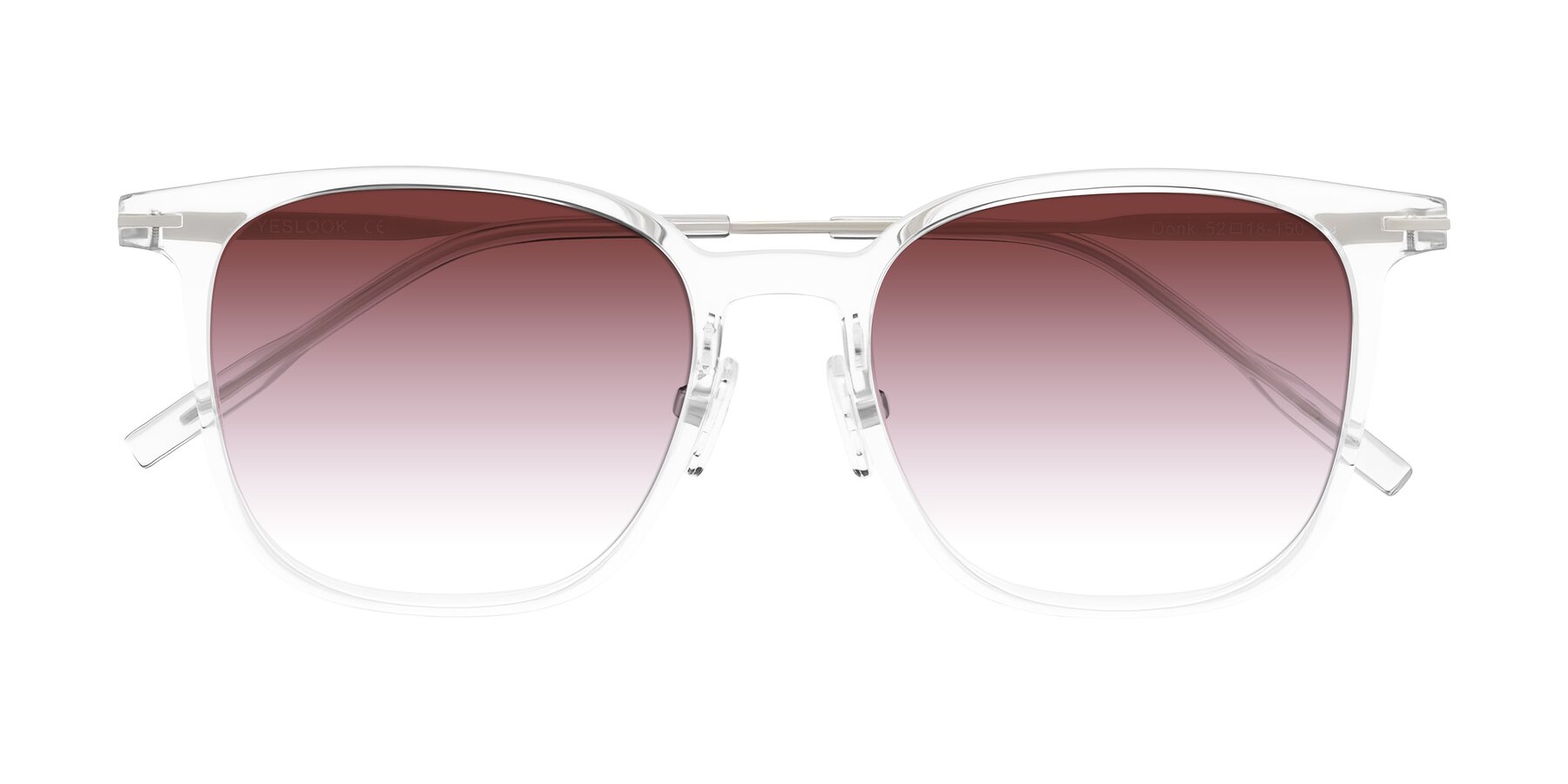 Folded Front of Oonk in Clear with Garnet Gradient Lenses