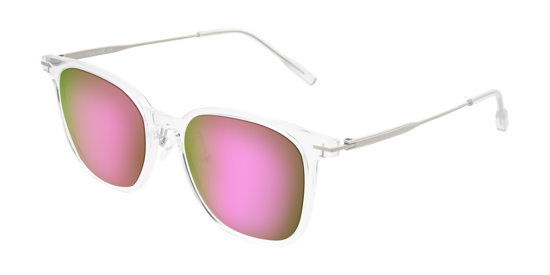 Angle of Oonk in Clear with Pink Mirrored Lenses