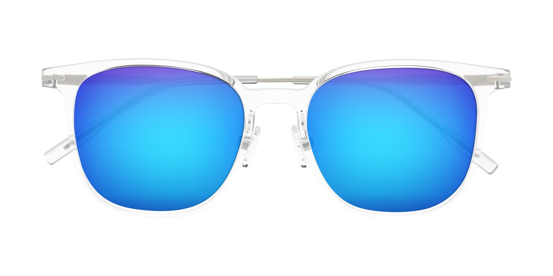 Folded Front of Oonk in Clear with Blue Mirrored Lenses