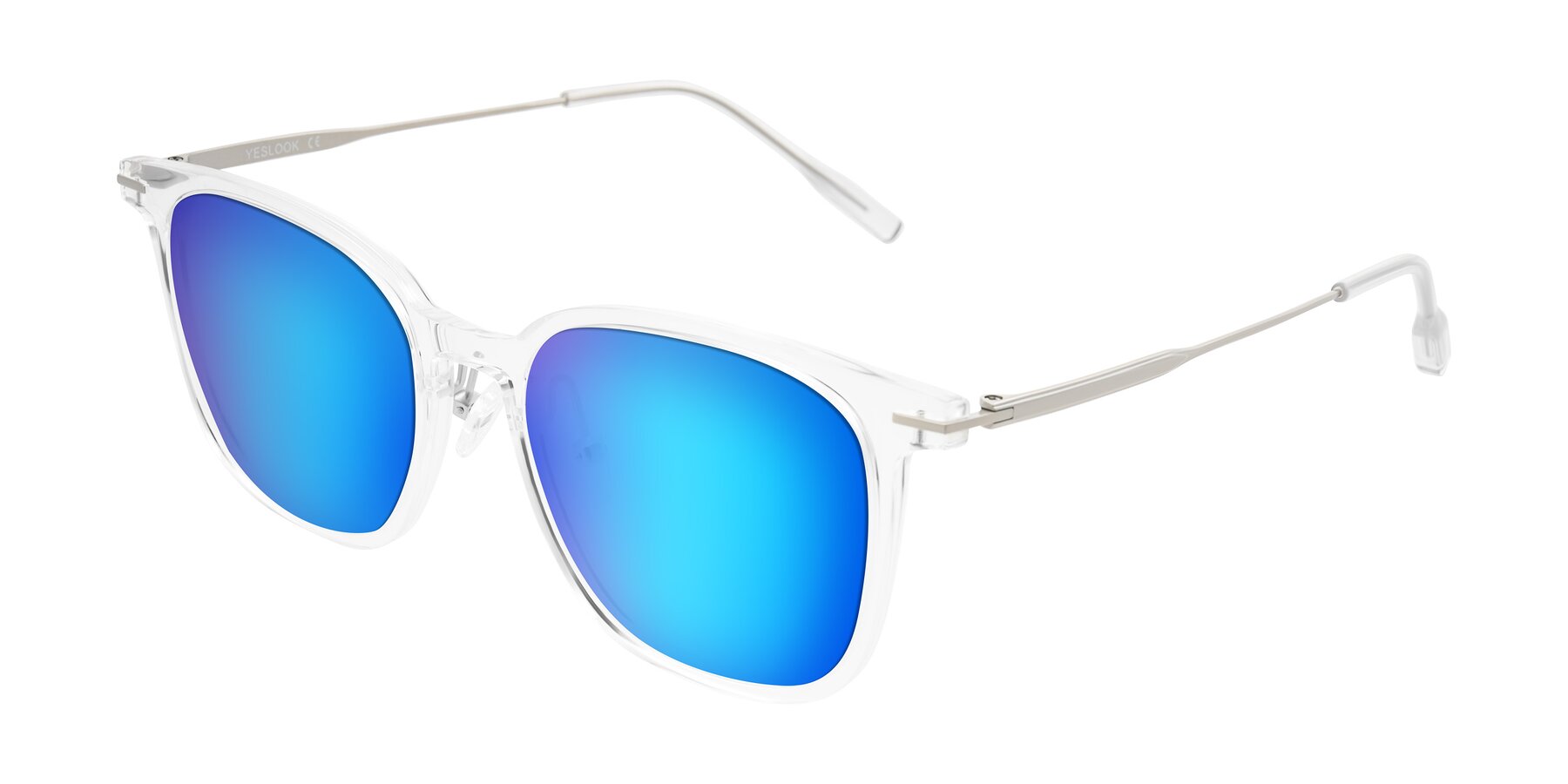 Angle of Oonk in Clear with Blue Mirrored Lenses