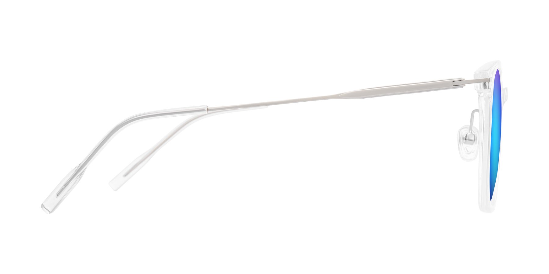 Side of Oonk in Clear with Blue Mirrored Lenses