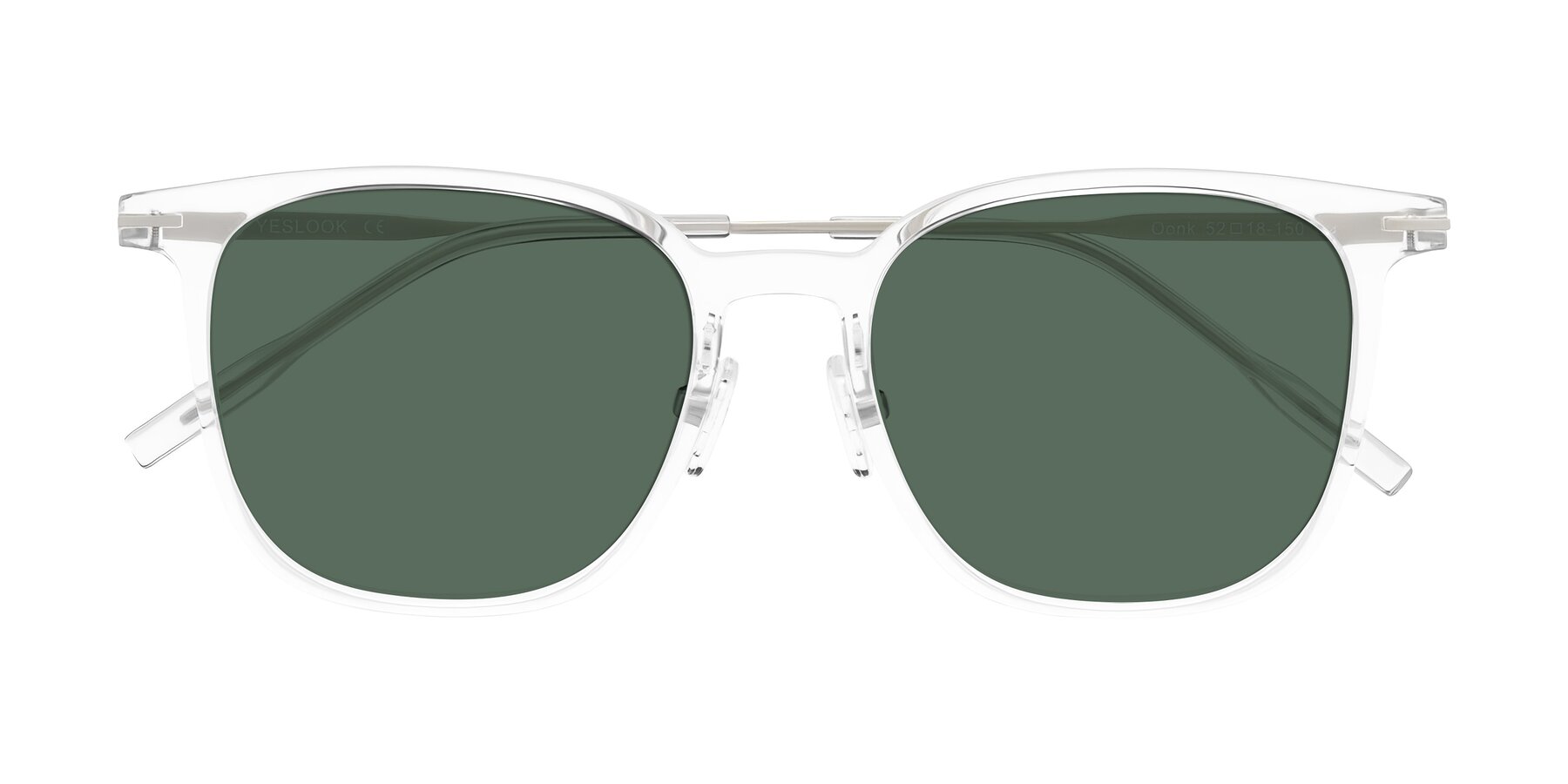 Folded Front of Oonk in Clear with Green Polarized Lenses