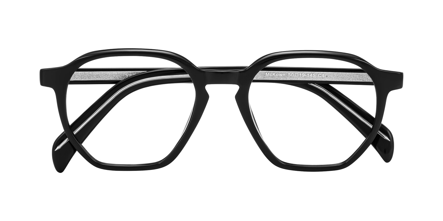 Folded Front of McKown in Black with Clear Blue Light Blocking Lenses