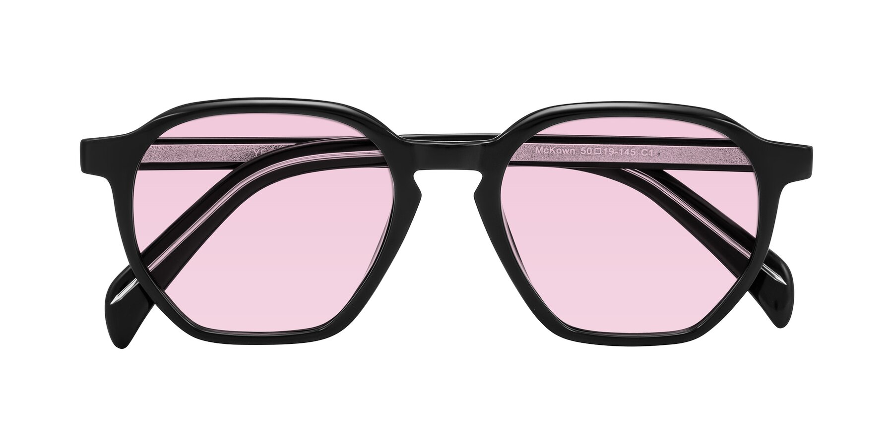 Folded Front of McKown in Black with Light Pink Tinted Lenses