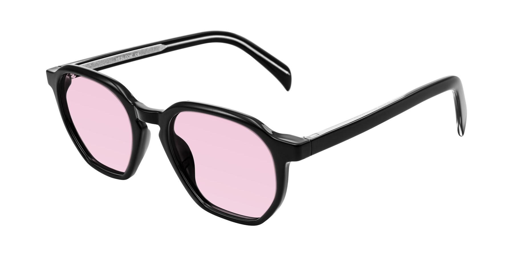 Angle of McKown in Black with Light Pink Tinted Lenses