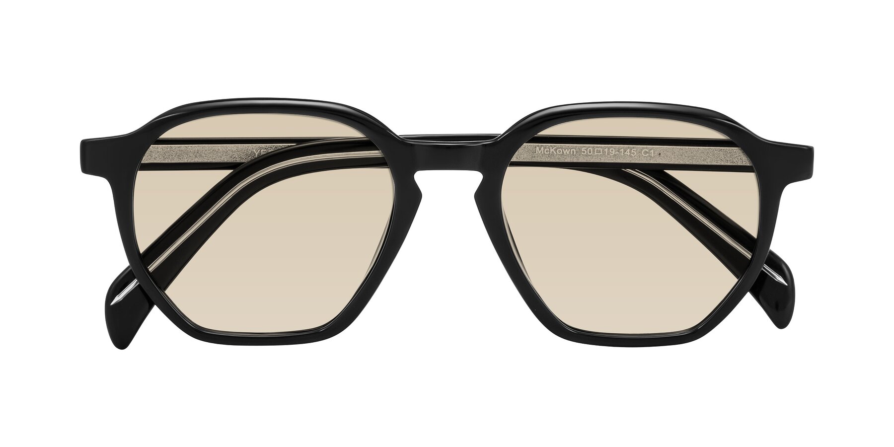 Folded Front of McKown in Black with Light Brown Tinted Lenses