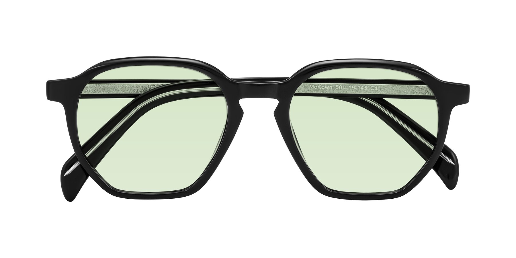Folded Front of McKown in Black with Light Green Tinted Lenses