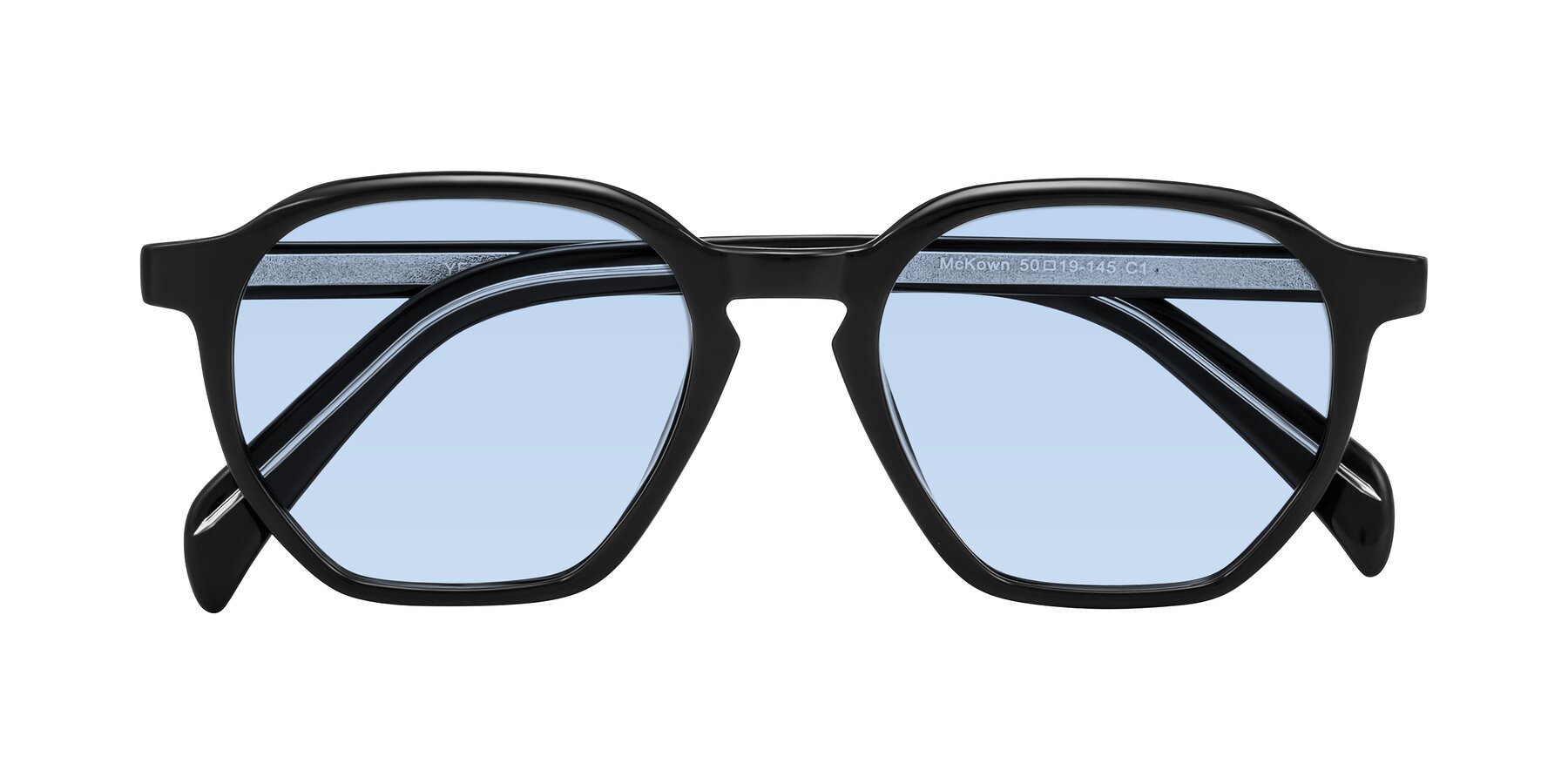 Folded Front of McKown in Black with Light Blue Tinted Lenses