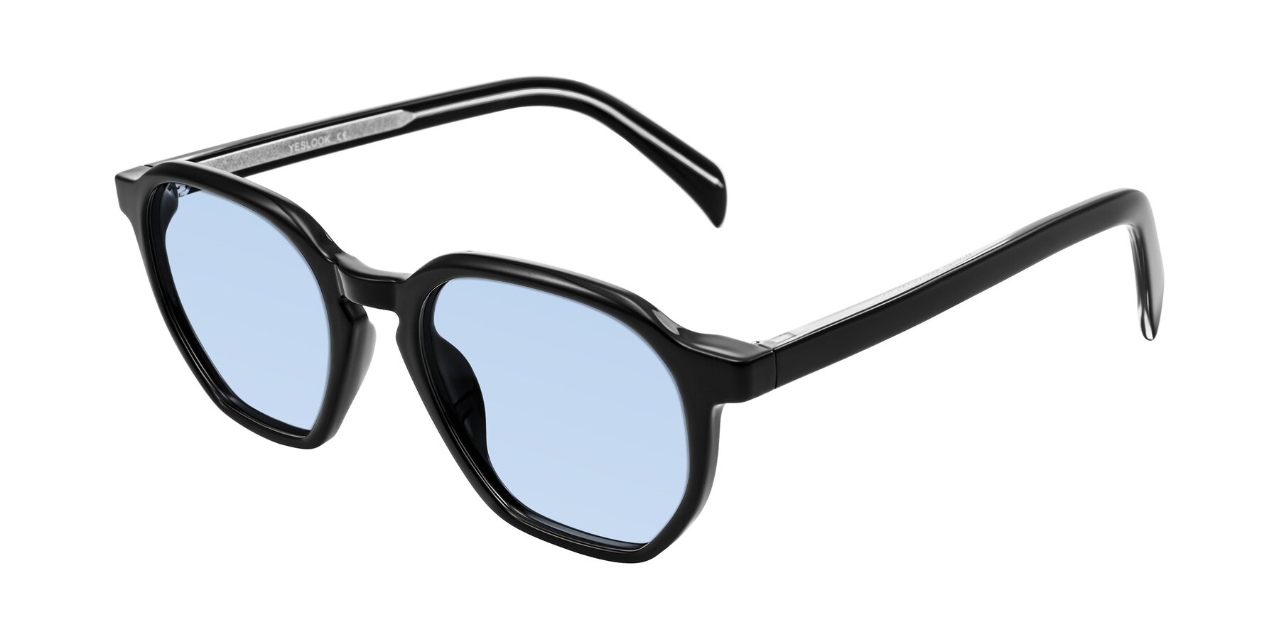 Angle of McKown in Black with Light Blue Tinted Lenses