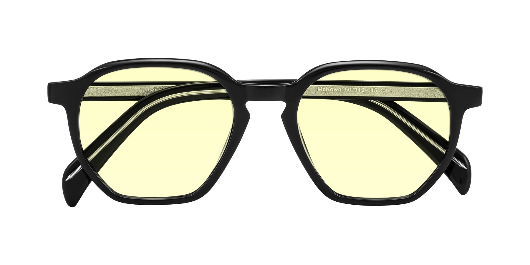Folded Front of McKown in Black with Light Yellow Tinted Lenses