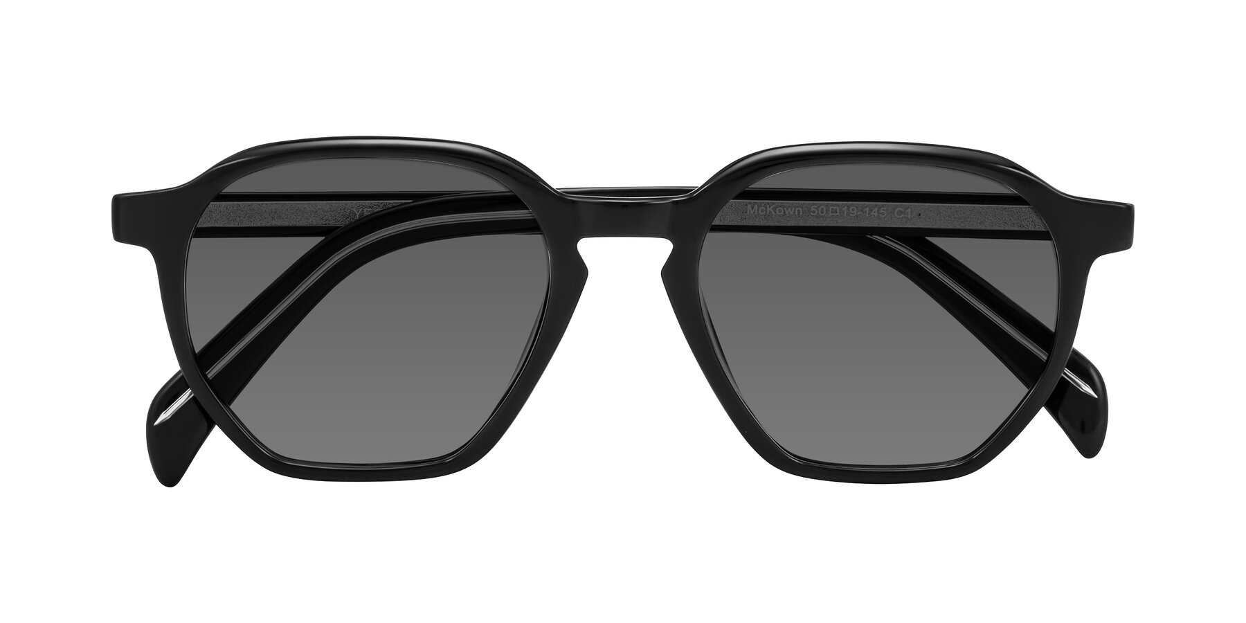 Folded Front of McKown in Black with Medium Gray Tinted Lenses