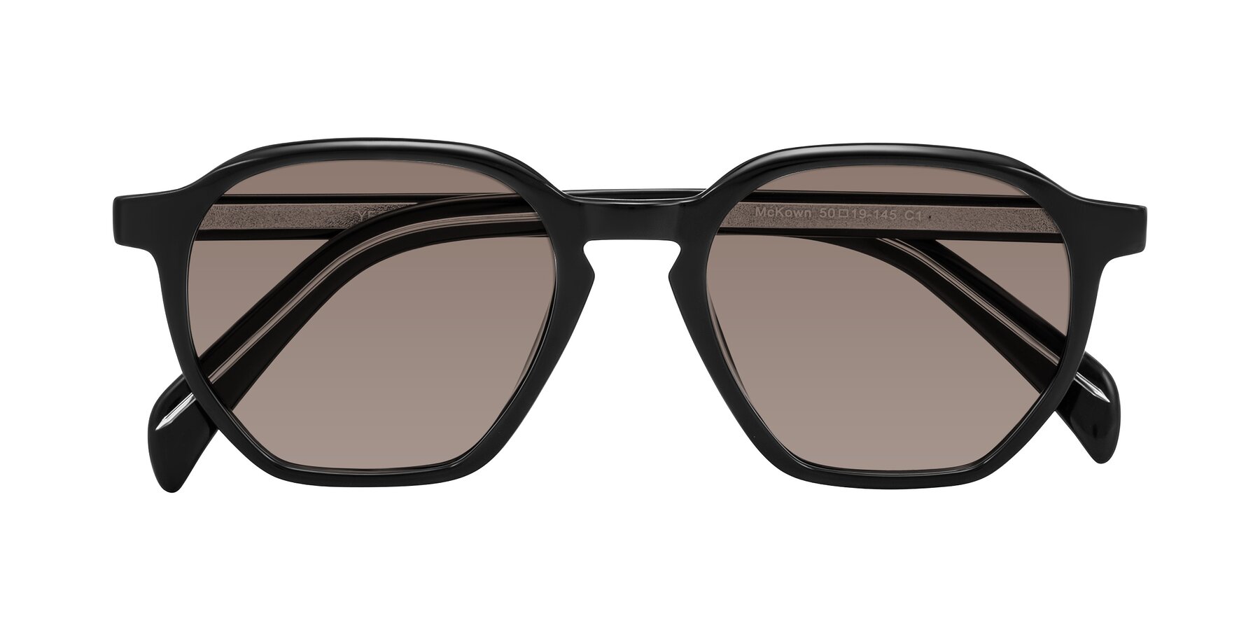 Folded Front of McKown in Black with Medium Brown Tinted Lenses
