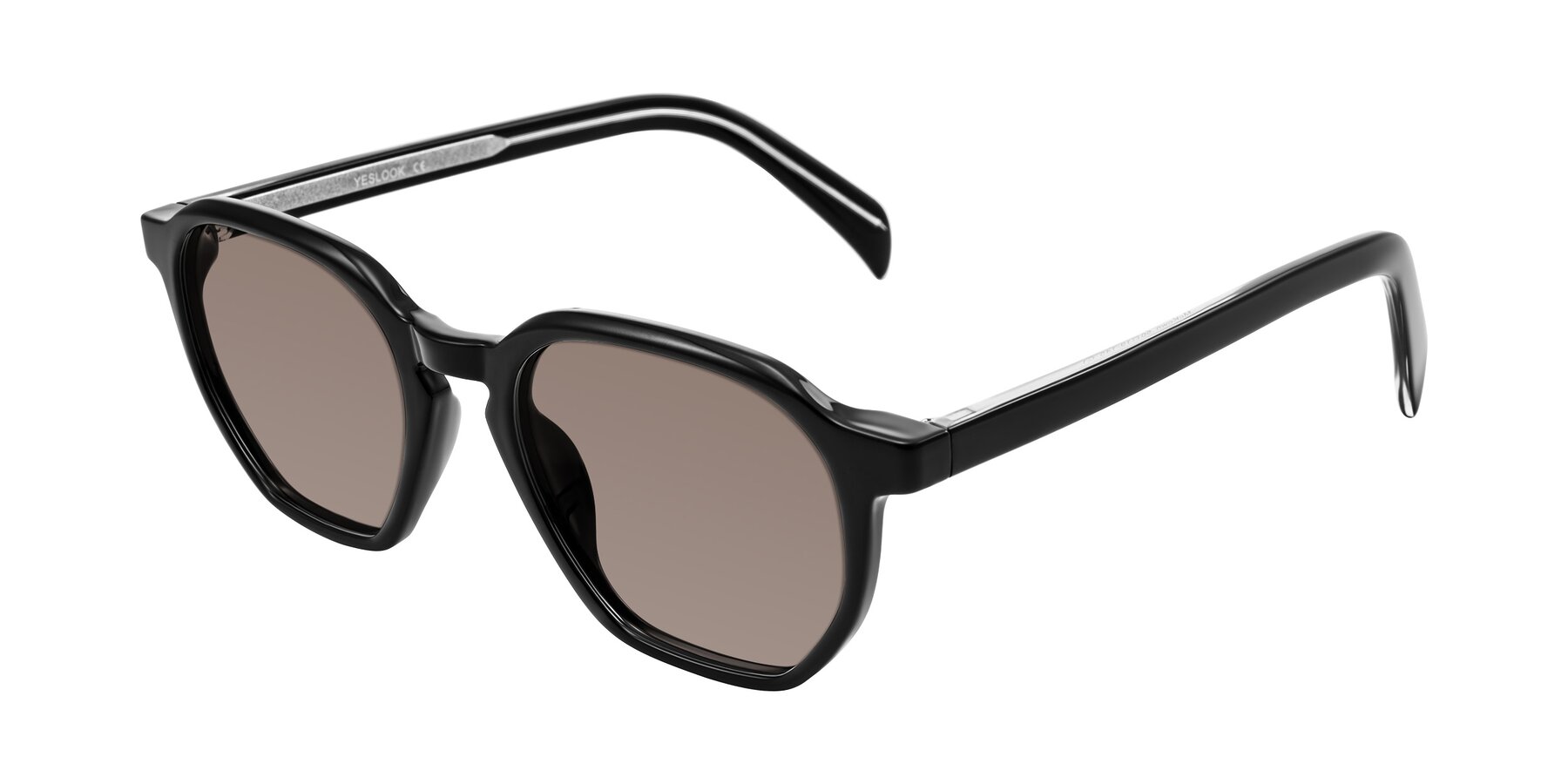 Angle of McKown in Black with Medium Brown Tinted Lenses